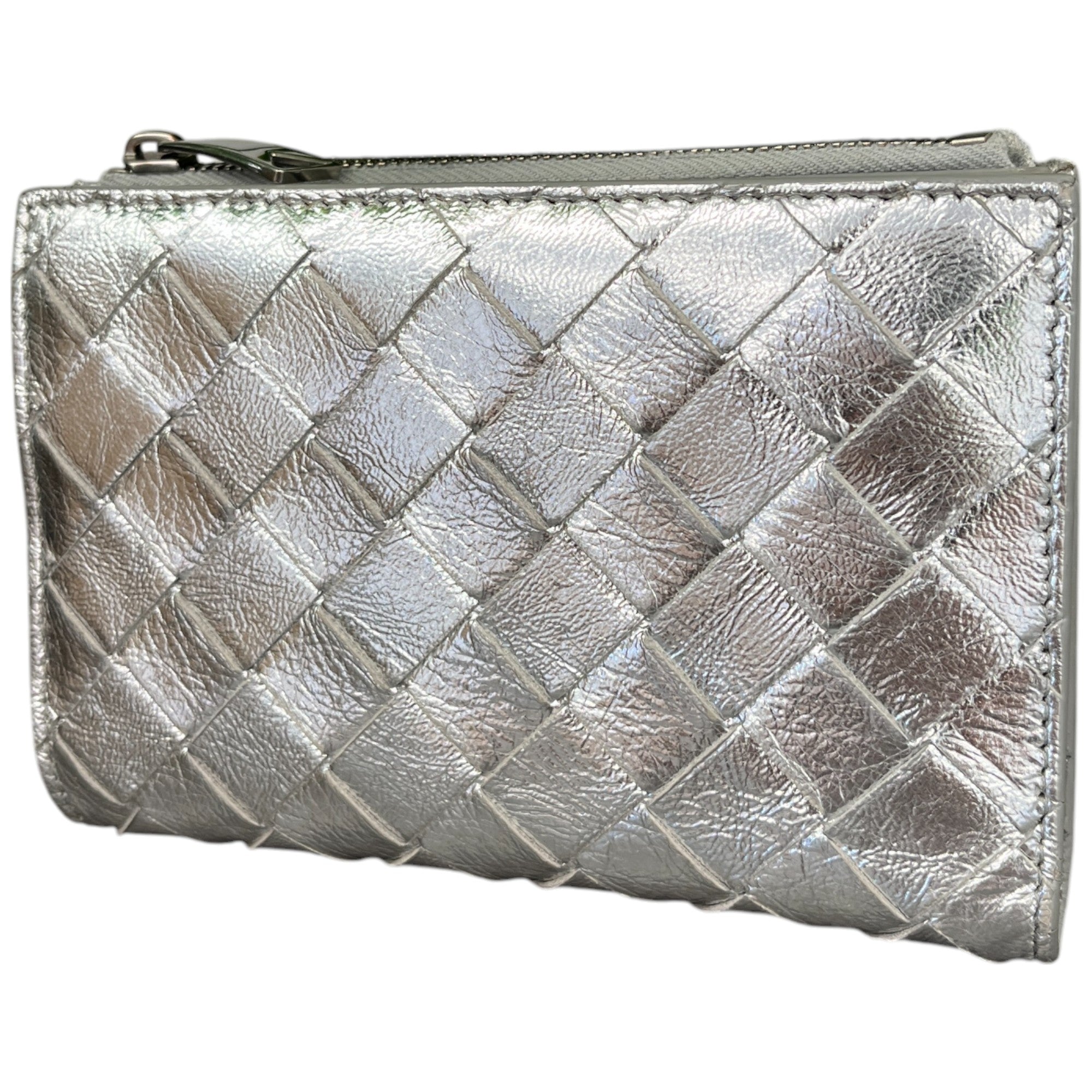 Women's Intrecciato Metallic Purse Silver