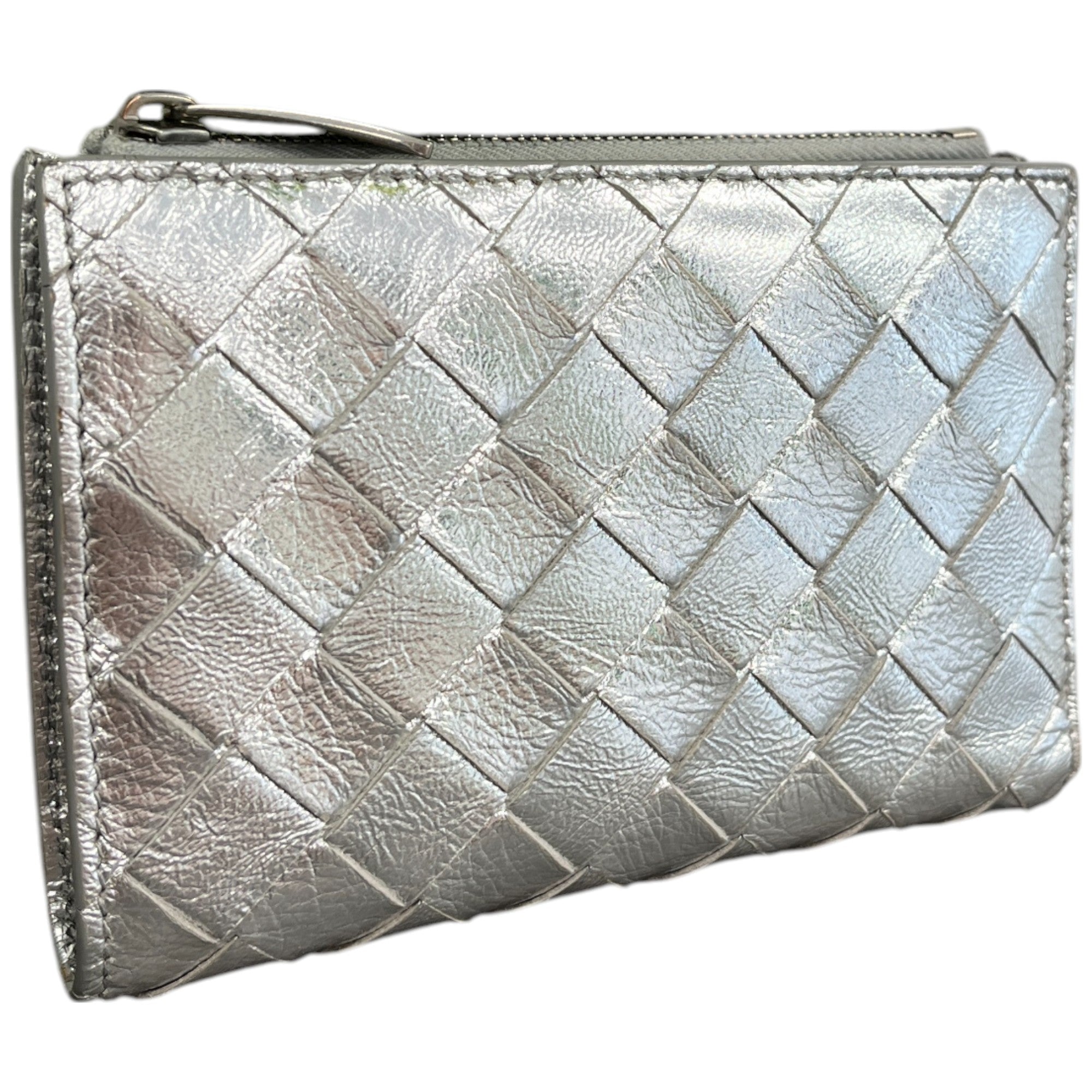 Women's Intrecciato Metallic Purse Silver