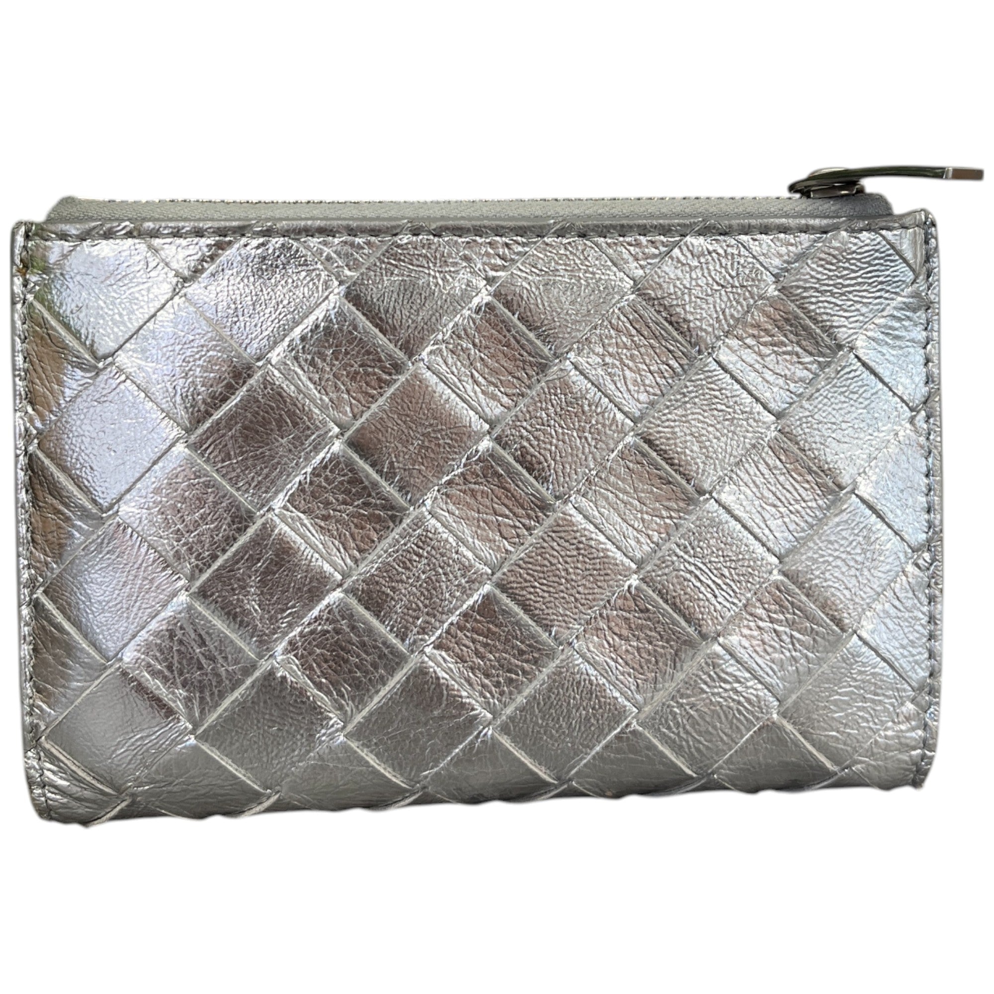 Women's Intrecciato Metallic Purse Silver
