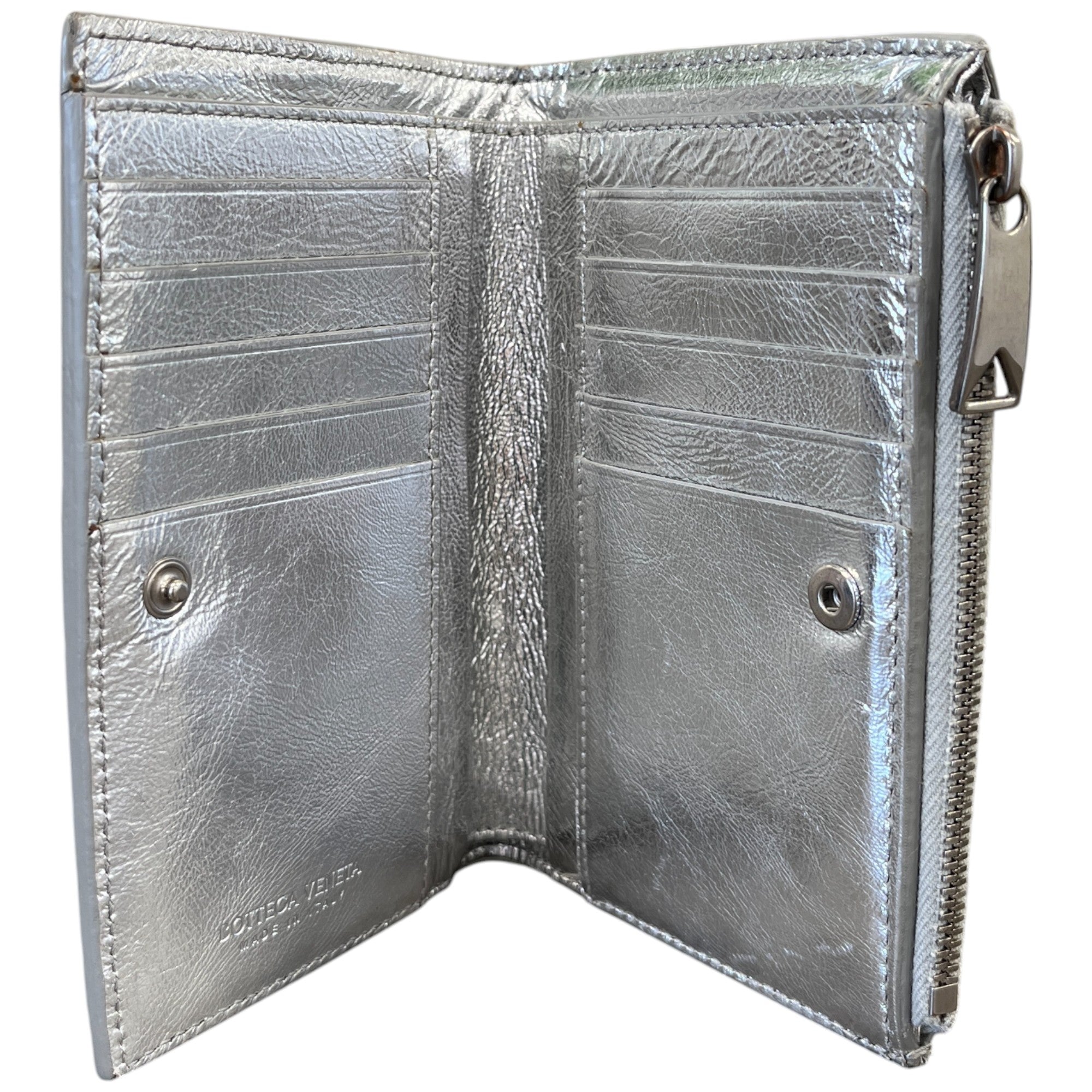 Women's Intrecciato Metallic Purse Silver