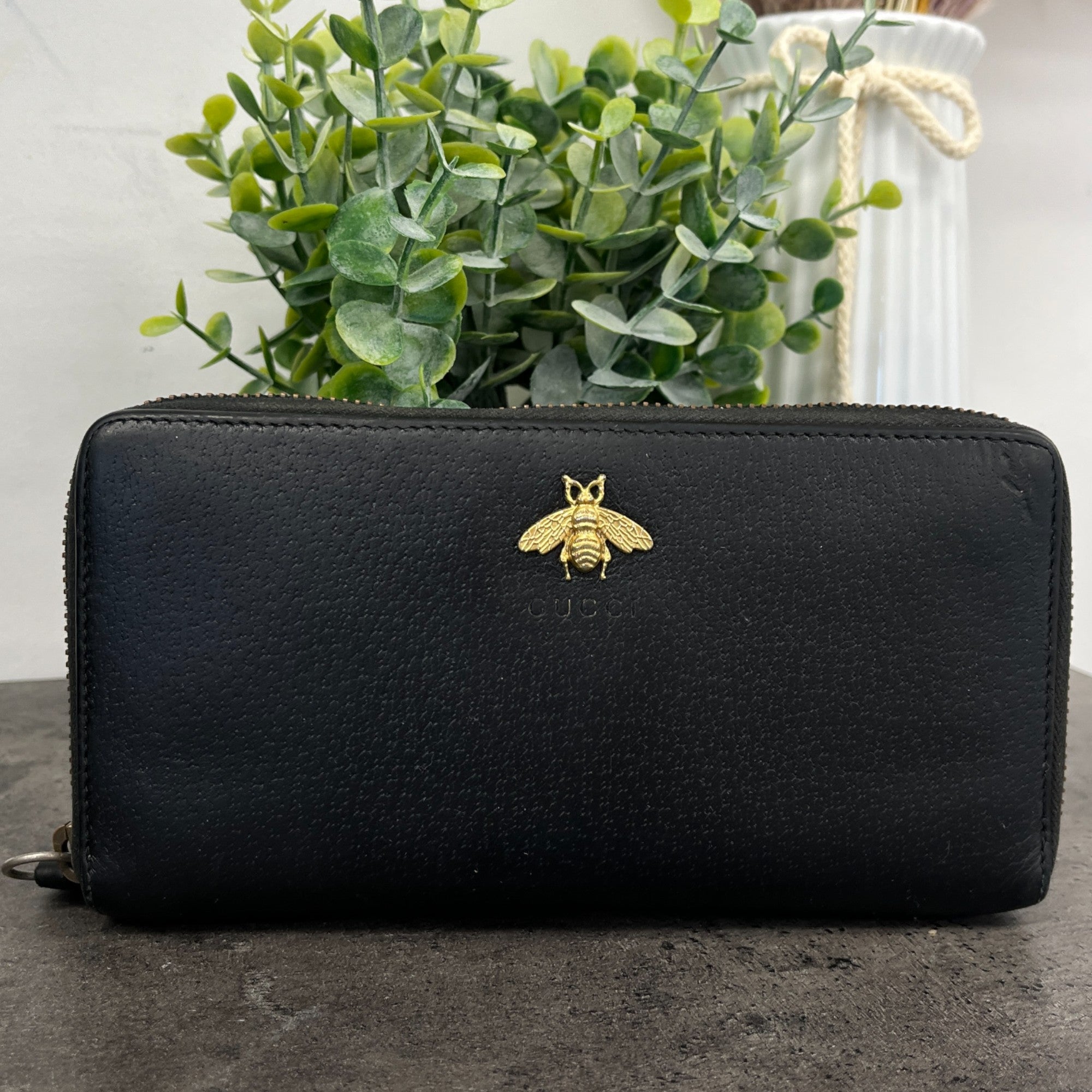 Women's Animalier Zip Around Long Purse Black
