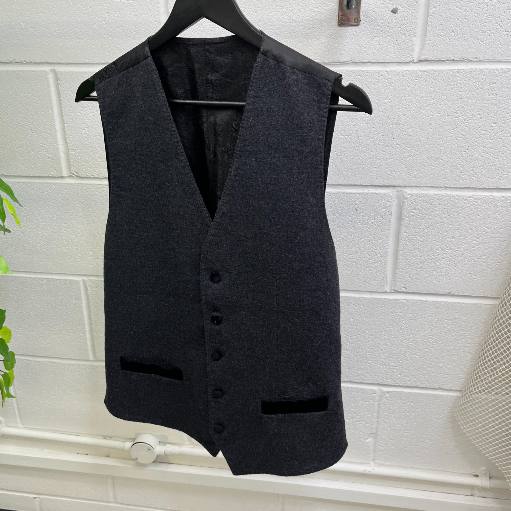 Men's Wool Waistcoat Vest Grey Size IT 48 / UK M