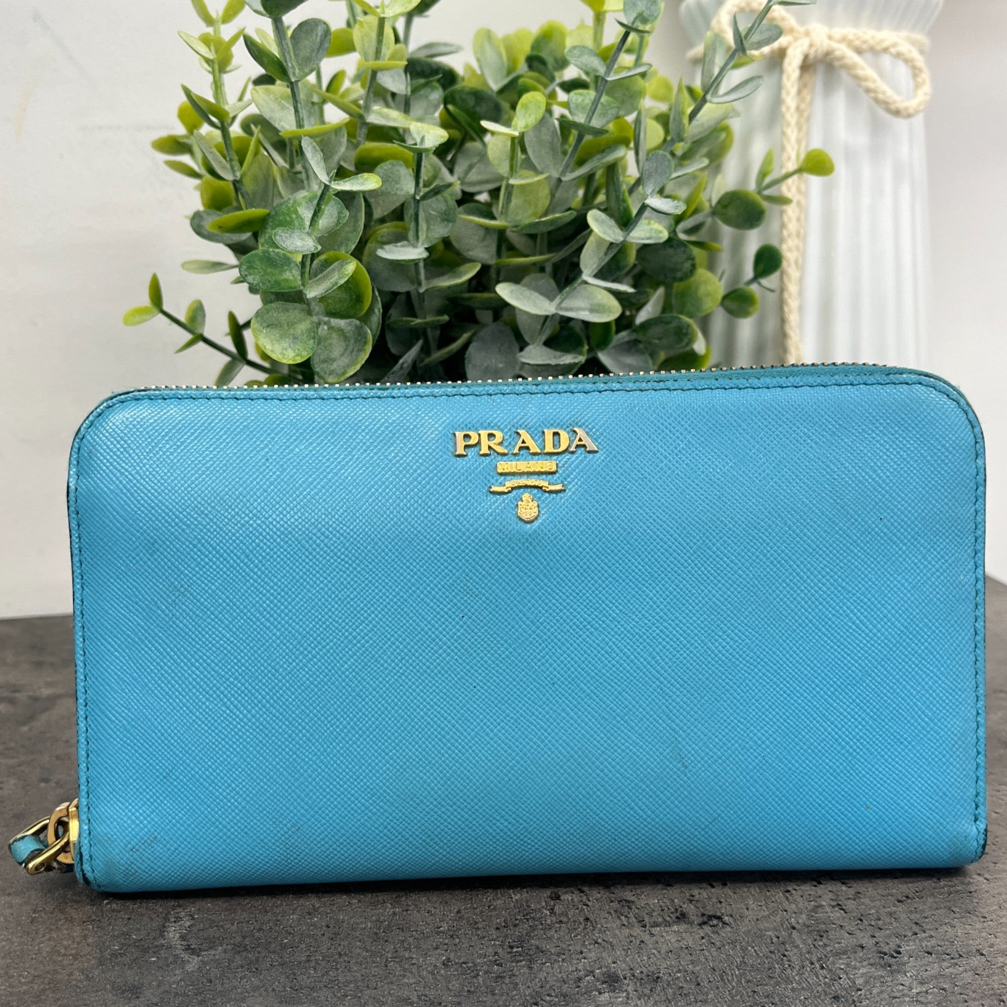 Women's Saffiano Zip Around Long Purse Blue