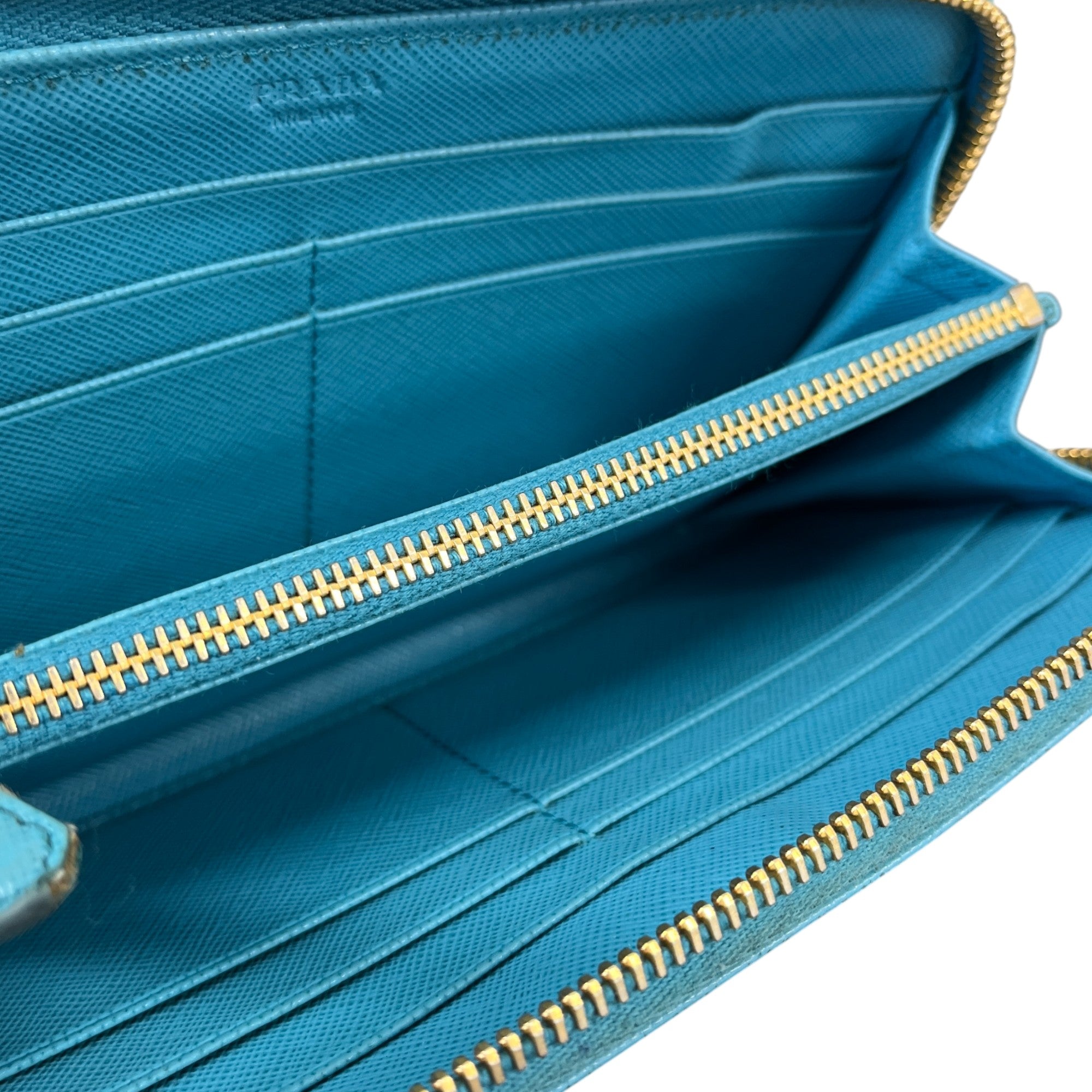 Women's Saffiano Zip Around Long Purse Blue