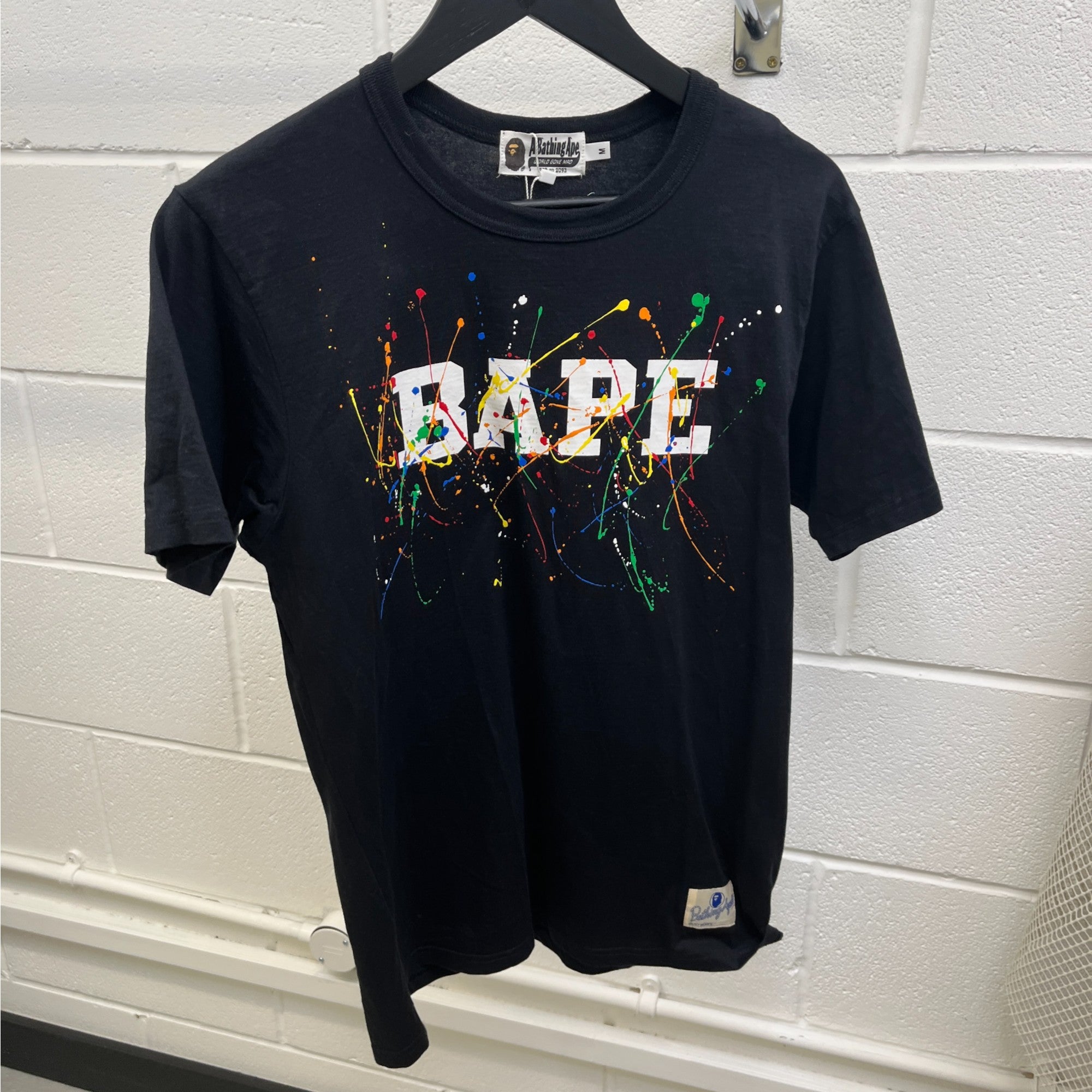 Men's Paint Splatter T-Shirt Black Size M