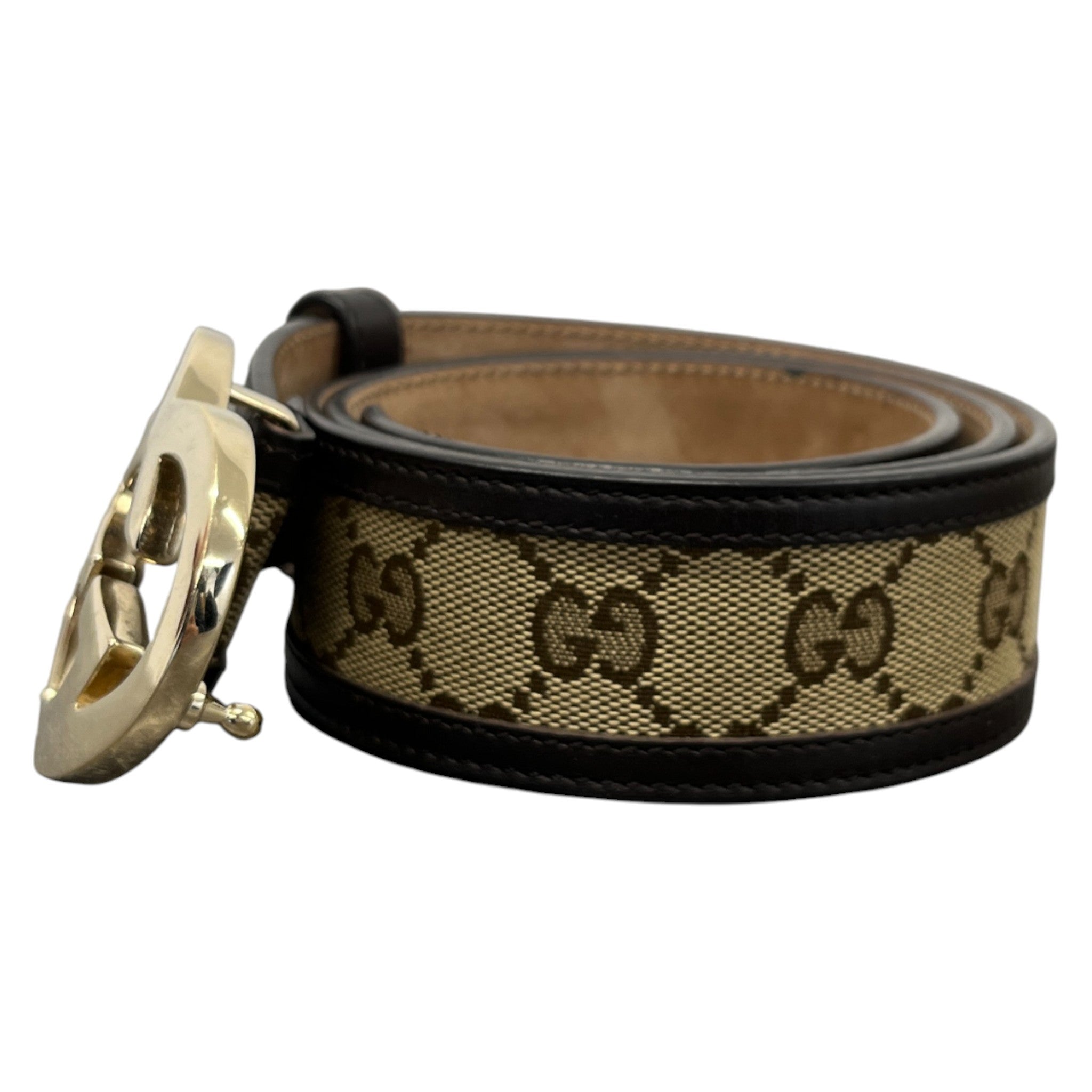 Women's Gg Canvas Heart Buckle Belt Brown