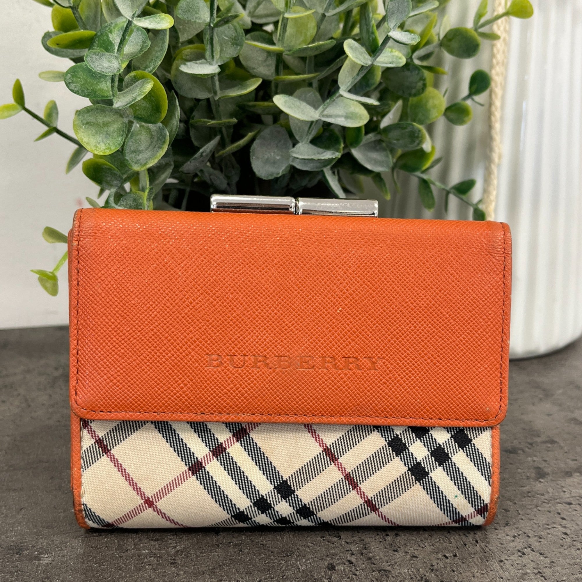 Women's Nova Check Kisslock Compact Purse Orange
