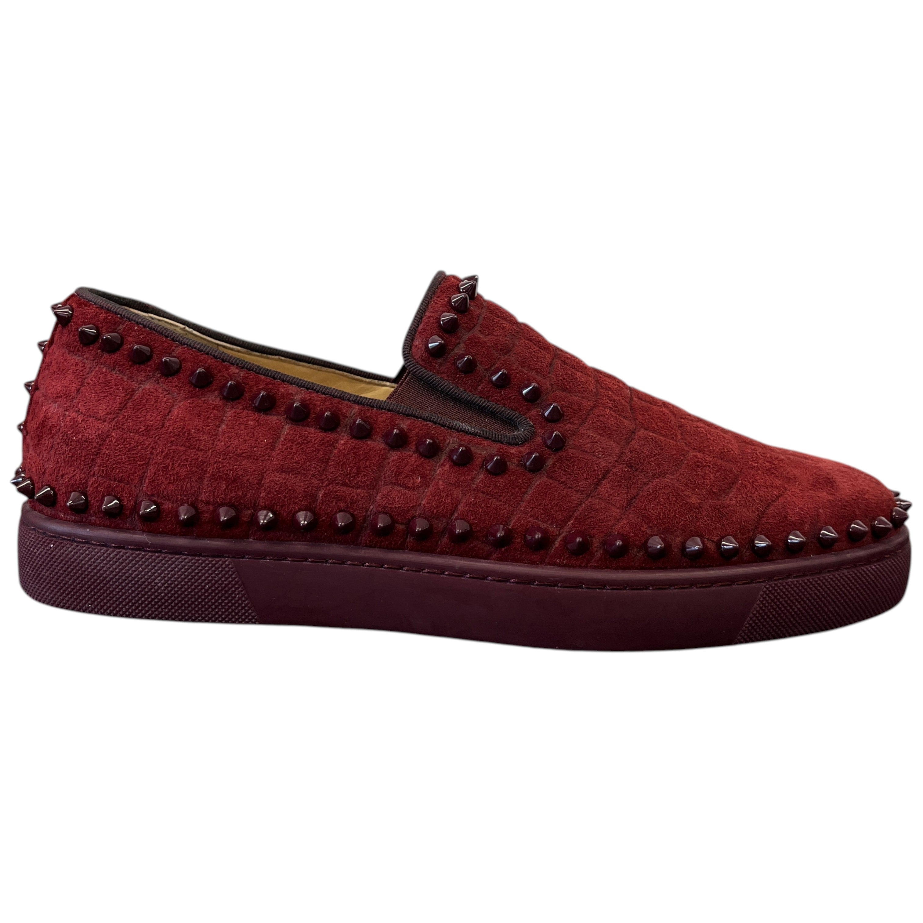 Men's Pik Boat Flat Veau Velours Loafers Burgundy Size EU 40.5 / UK 6.5