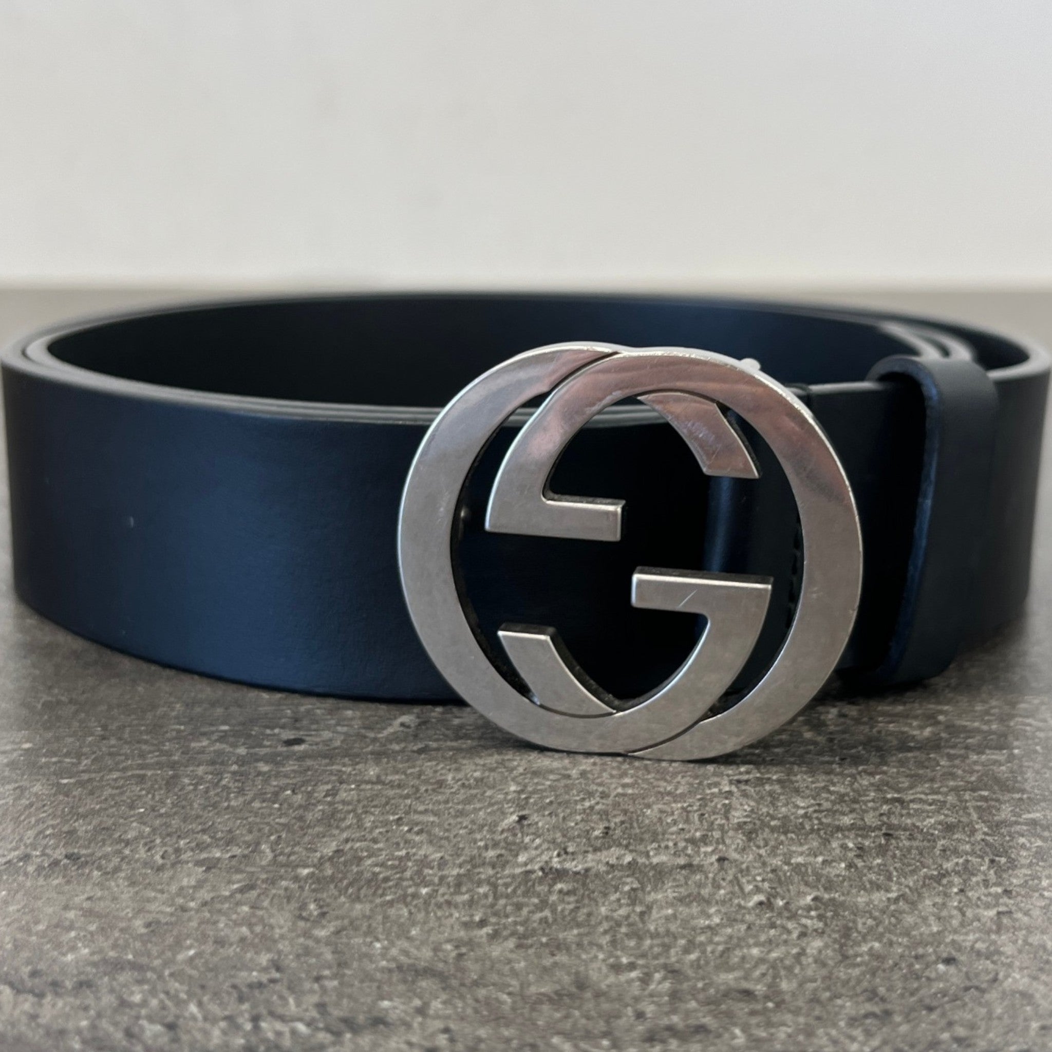 Men's Interlocking G Belt Black Size Waist 40"