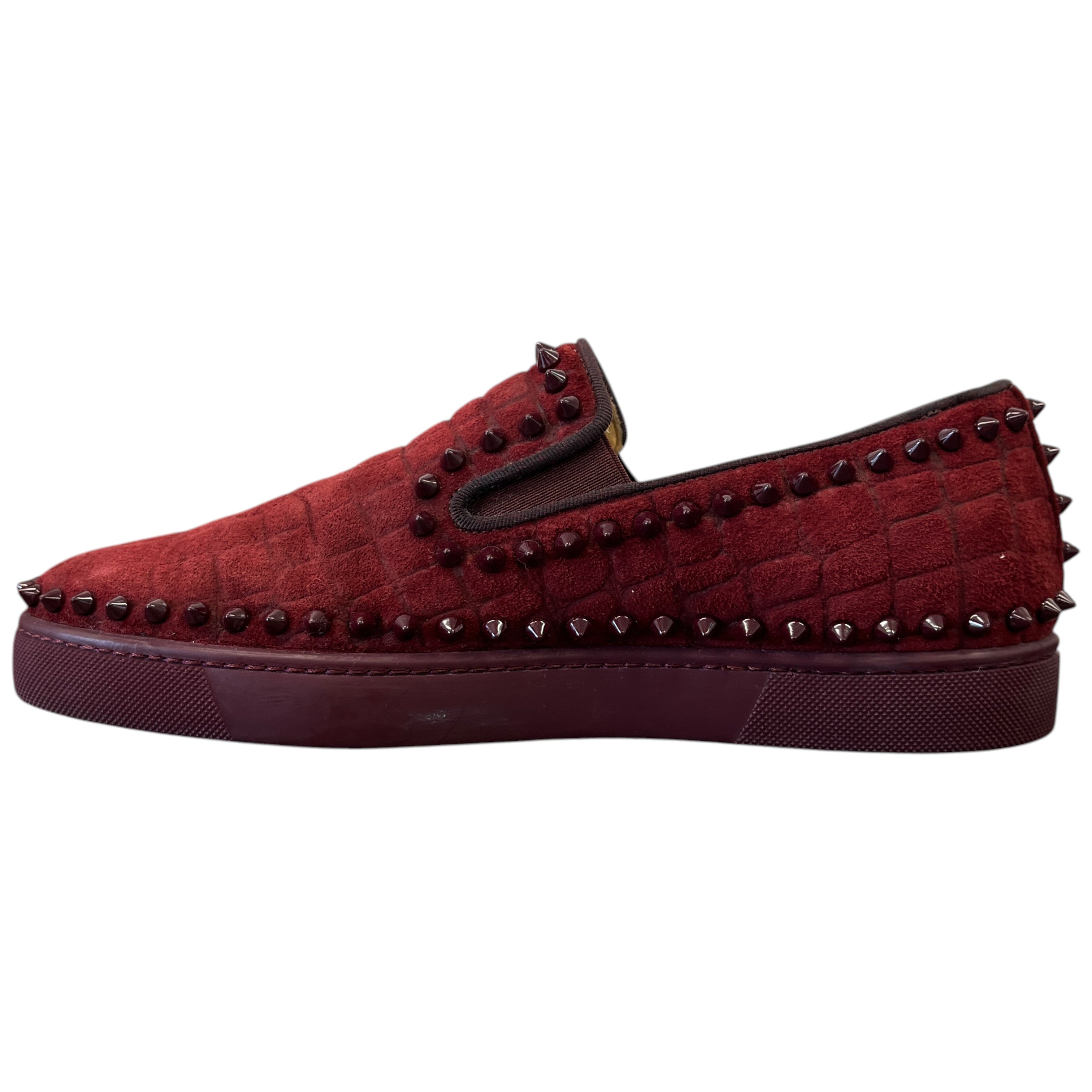 Men's Pik Boat Flat Veau Velours Loafers Burgundy Size EU 40.5 / UK 6.5