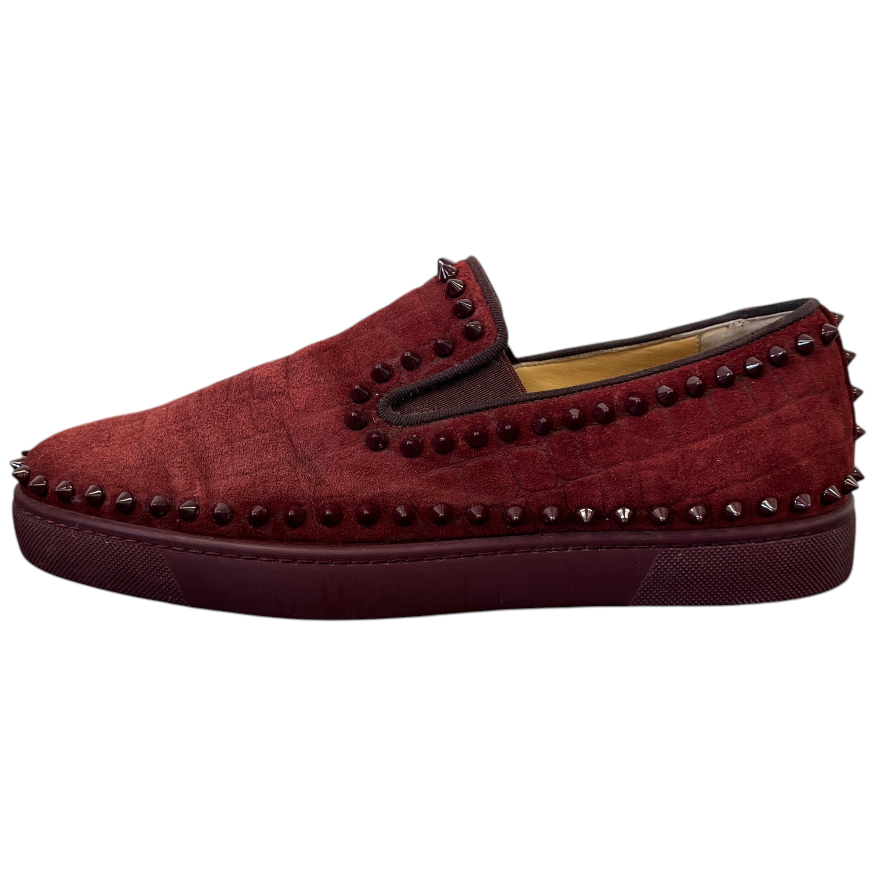 Men's Pik Boat Flat Veau Velours Loafers Burgundy Size EU 40.5 / UK 6.5