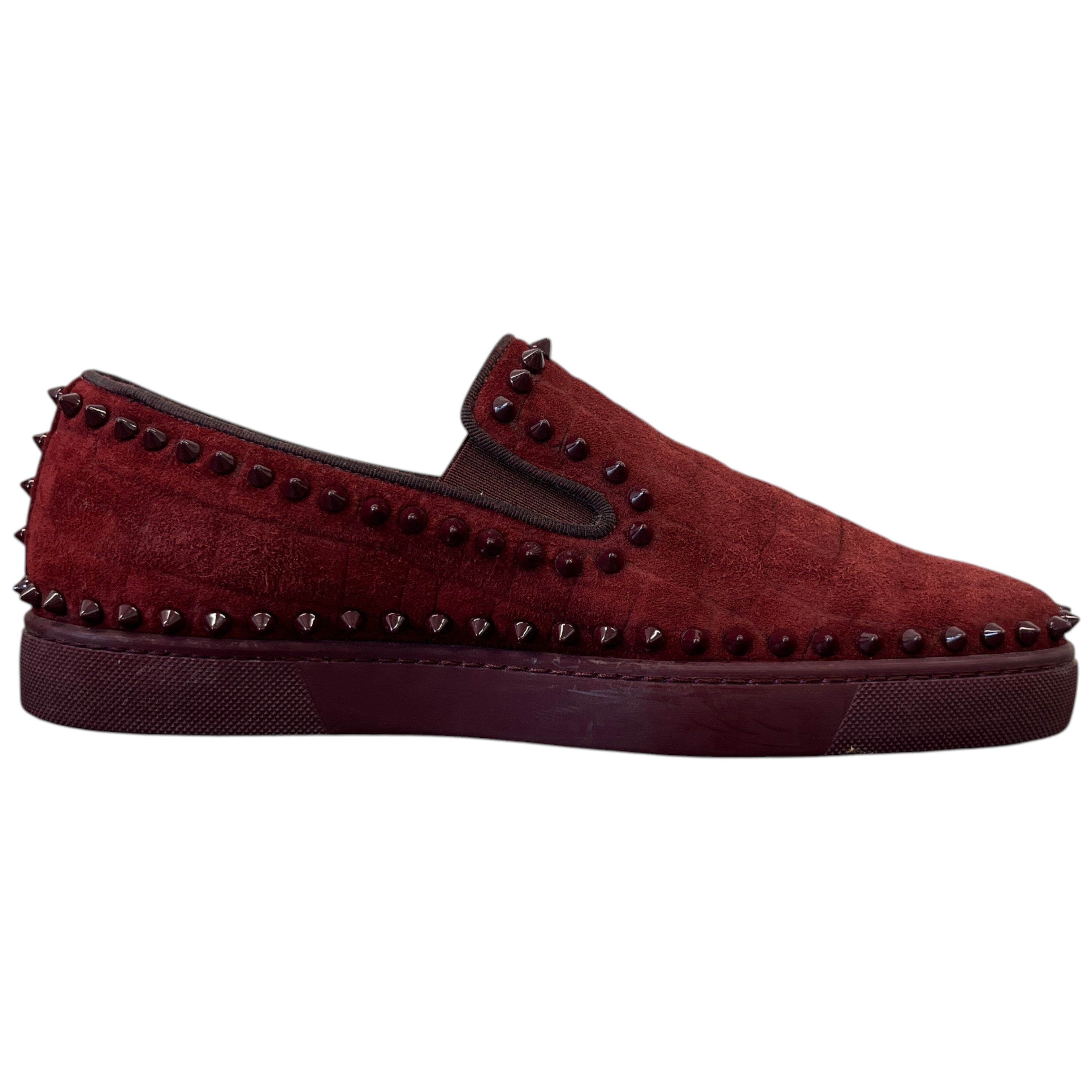 Men's Pik Boat Flat Veau Velours Loafers Burgundy Size EU 40.5 / UK 6.5