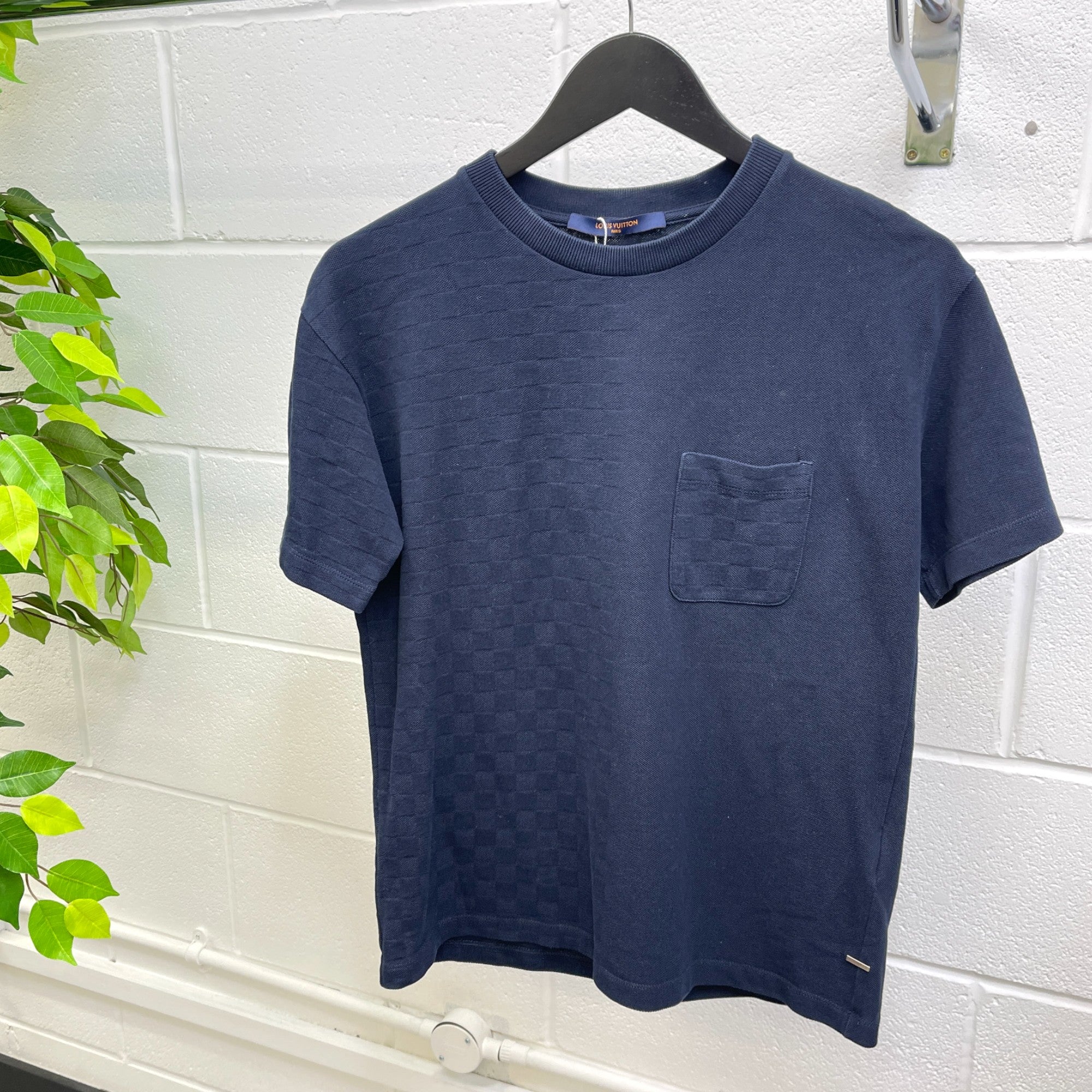 Men's Half Damier Pocket T-Shirt Navy Size XS