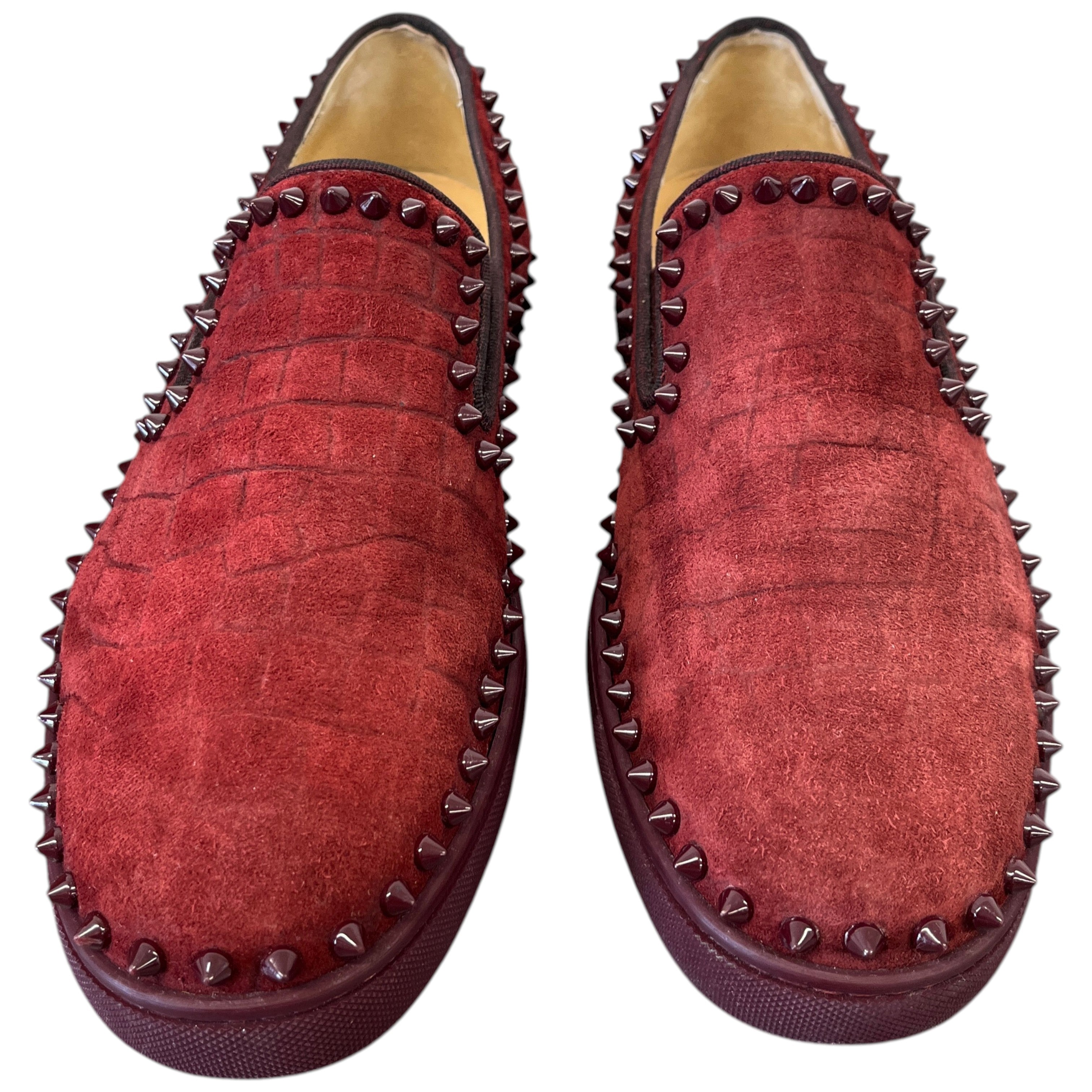 Men's Pik Boat Flat Veau Velours Loafers Burgundy Size EU 40.5 / UK 6.5