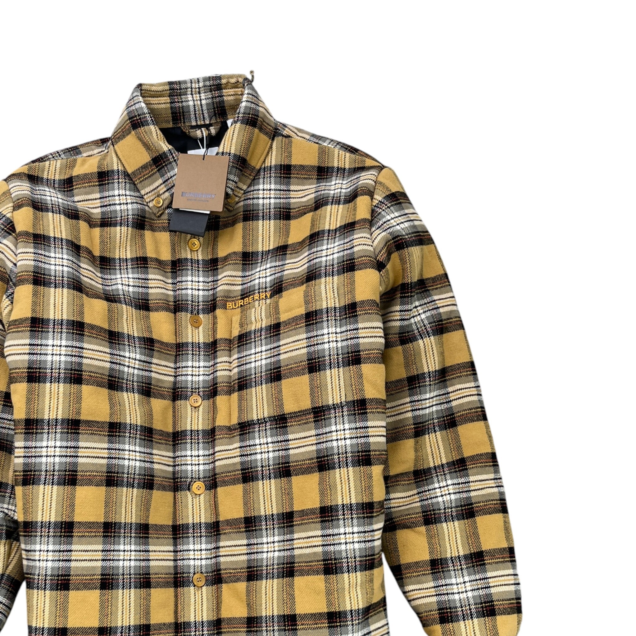 Men's Checkered Padded OverShirt Beige Size M