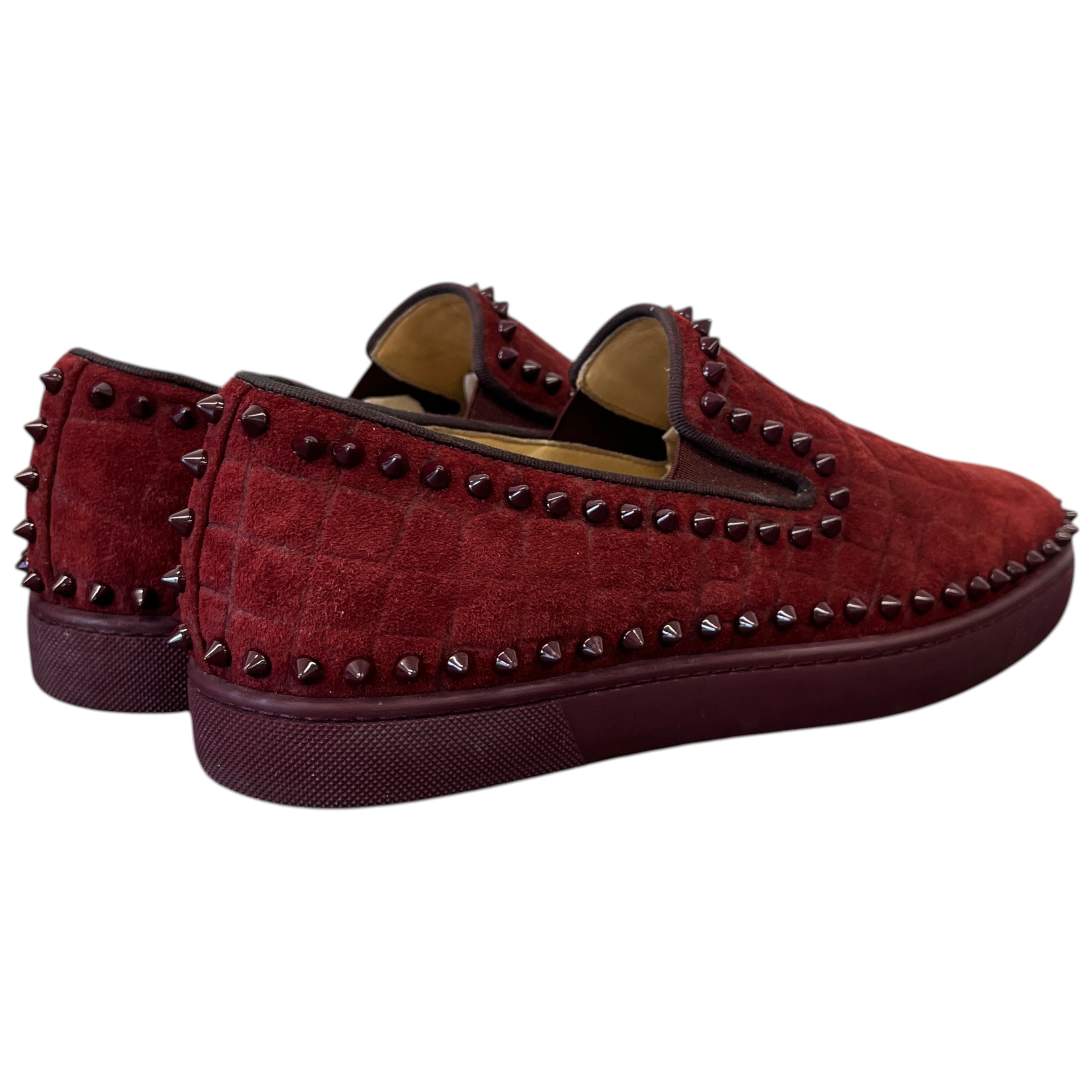 Men's Pik Boat Flat Veau Velours Loafers Burgundy Size EU 40.5 / UK 6.5