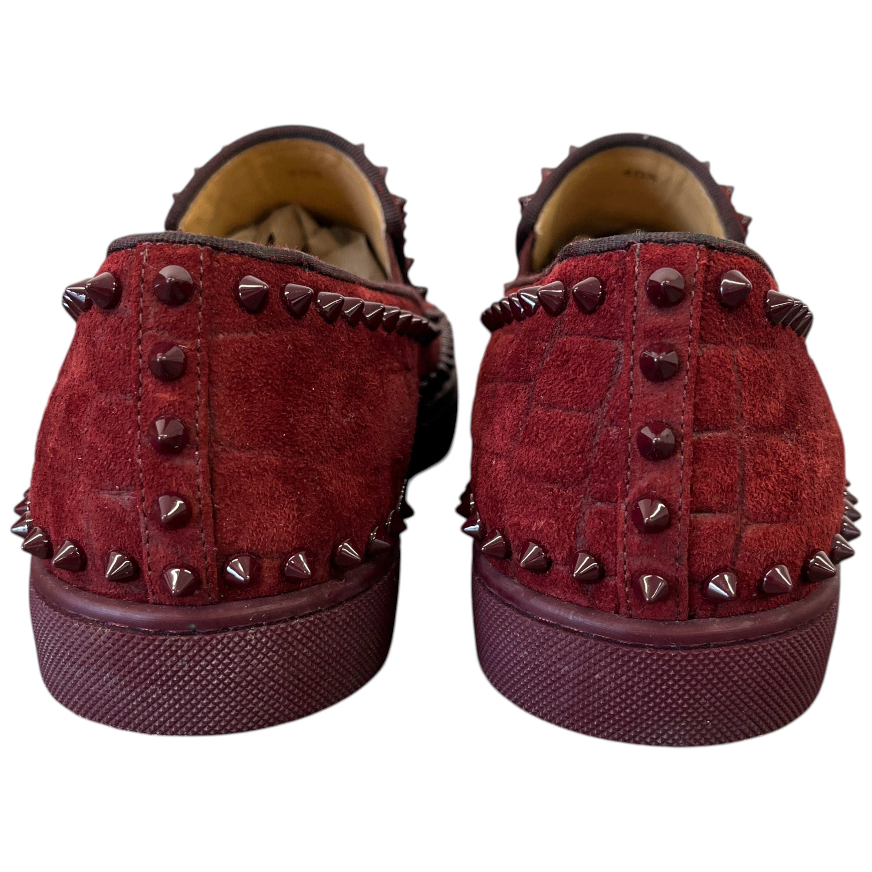 Men's Pik Boat Flat Veau Velours Loafers Burgundy Size EU 40.5 / UK 6.5