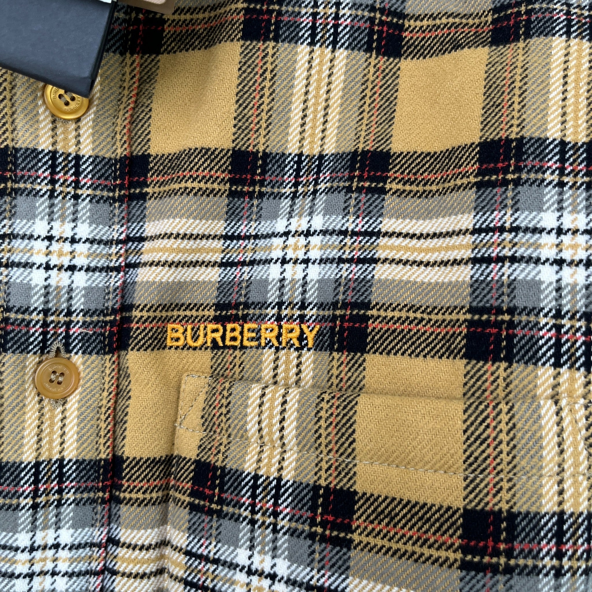 Men's Checkered Padded OverShirt Beige Size M