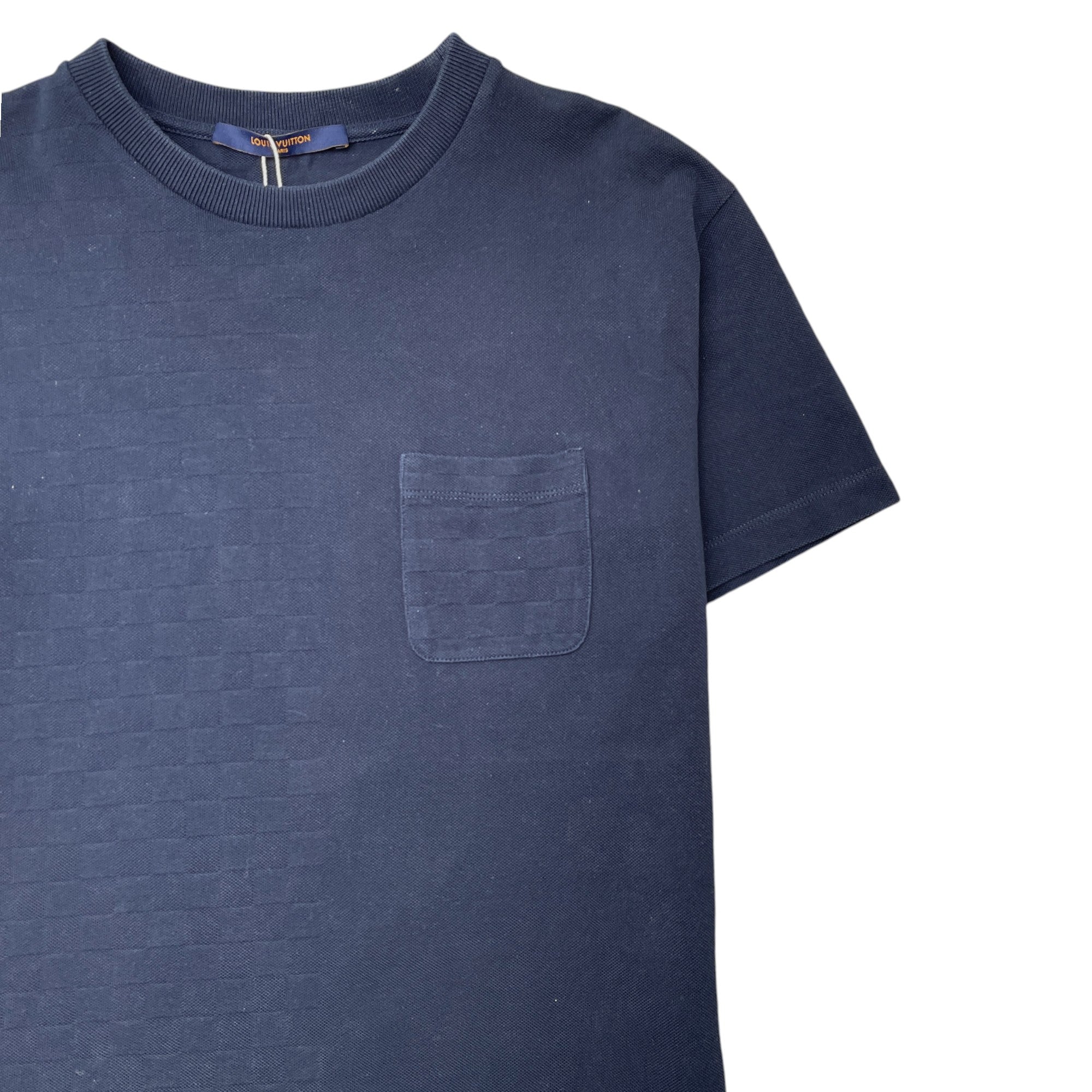 Men's Half Damier Pocket T-Shirt Navy Size XS