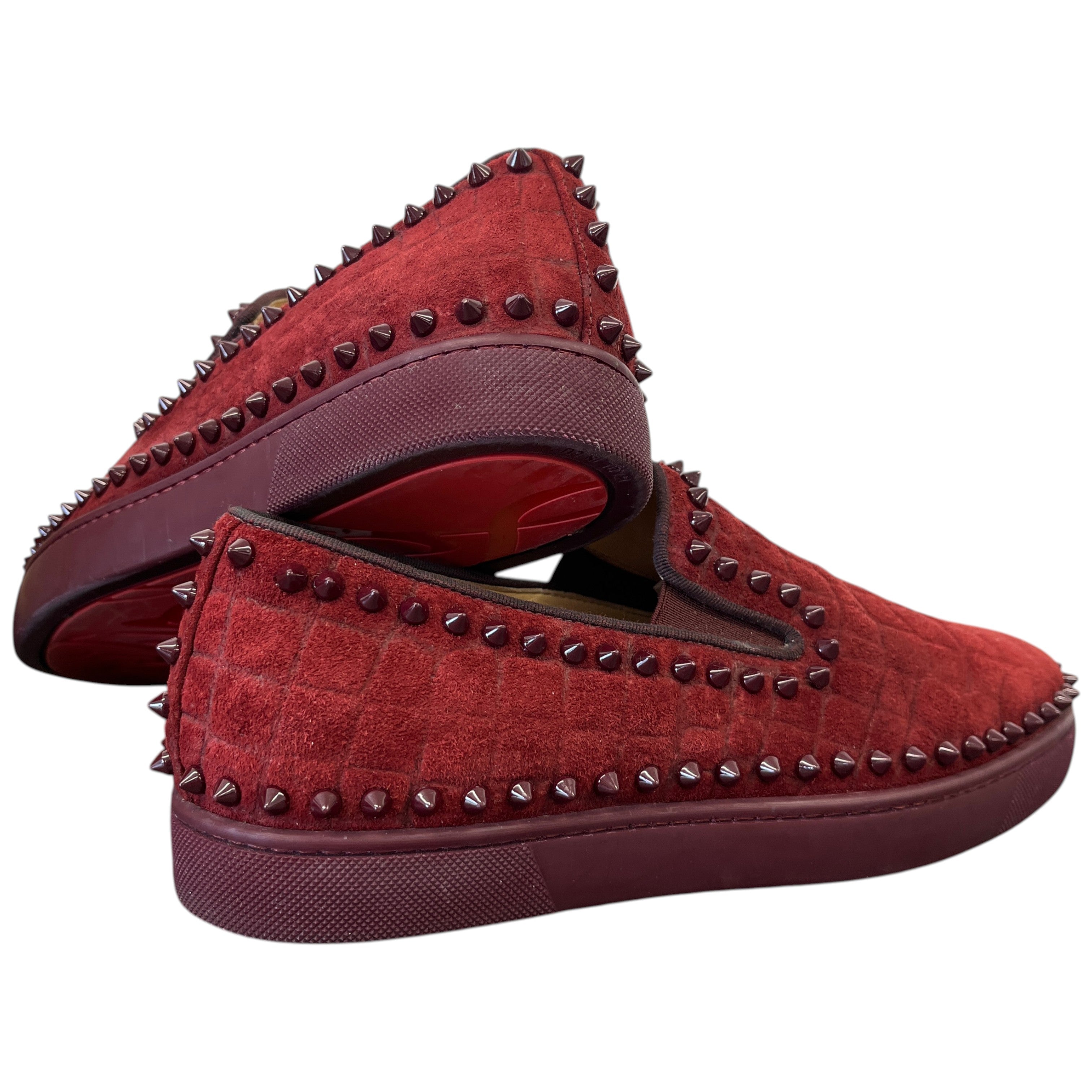 Men's Pik Boat Flat Veau Velours Loafers Burgundy Size EU 40.5 / UK 6.5