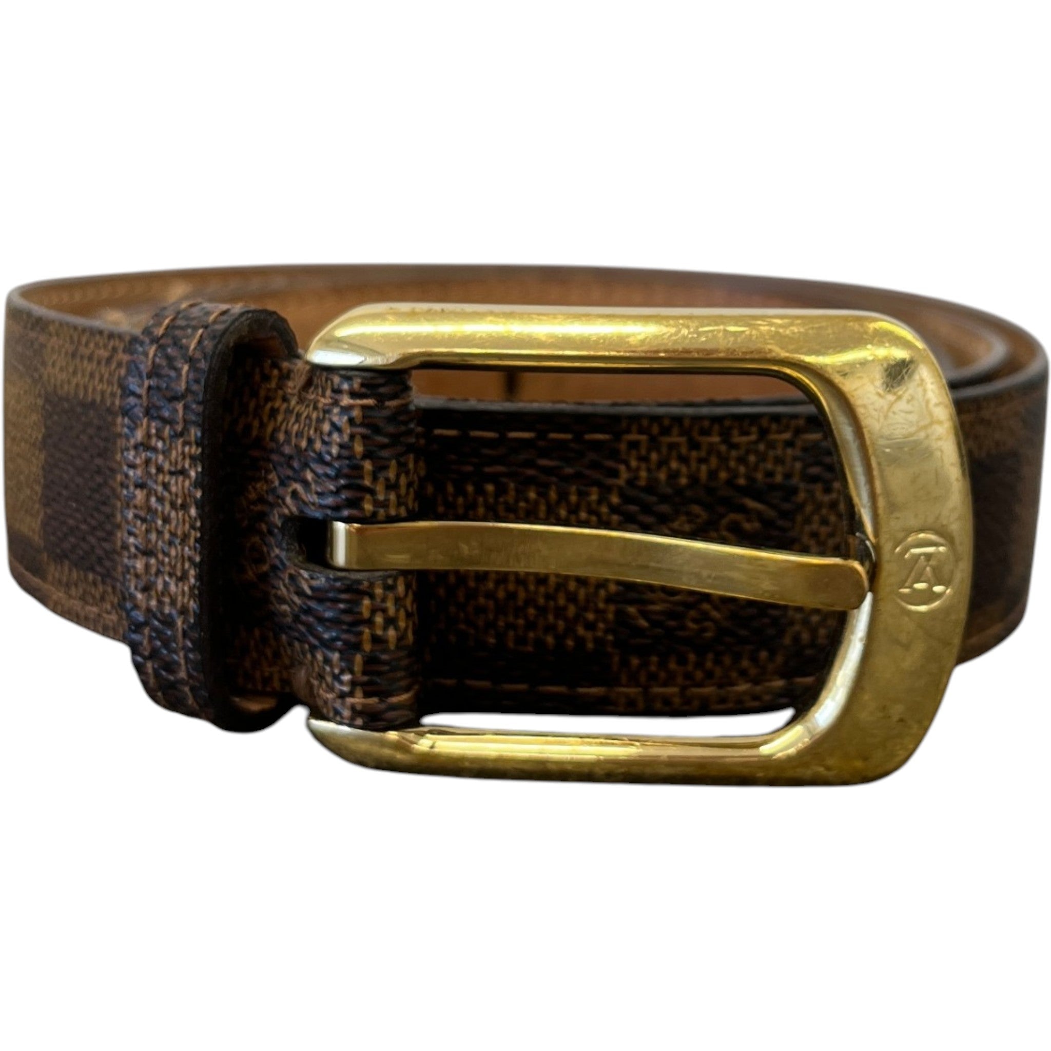 Men's Damier Ebene Belt Brown Size Waist 32"