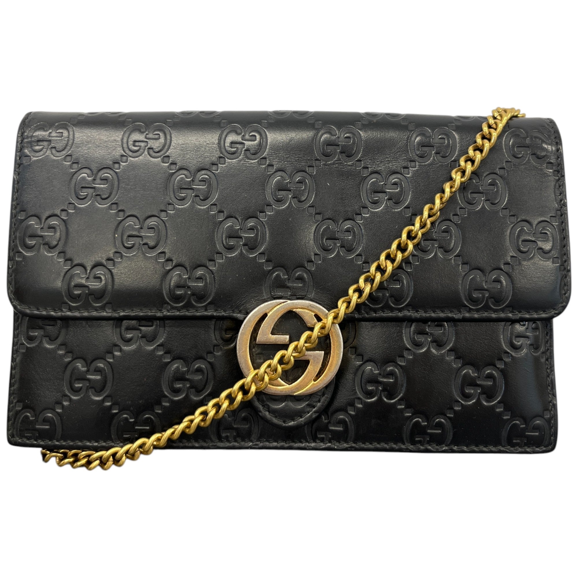 Women's Interlocking Gg Woc Embossed Handbag Black