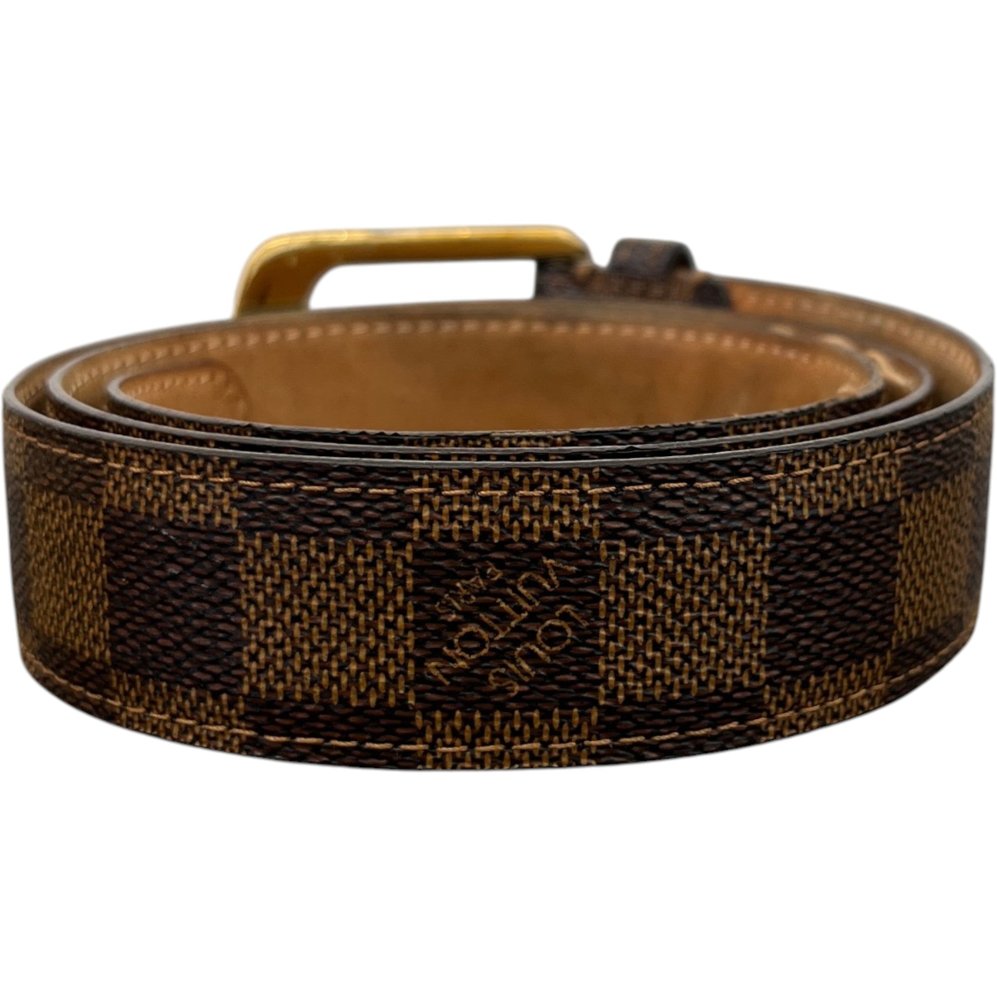 Men's Damier Ebene Belt Brown Size Waist 32"