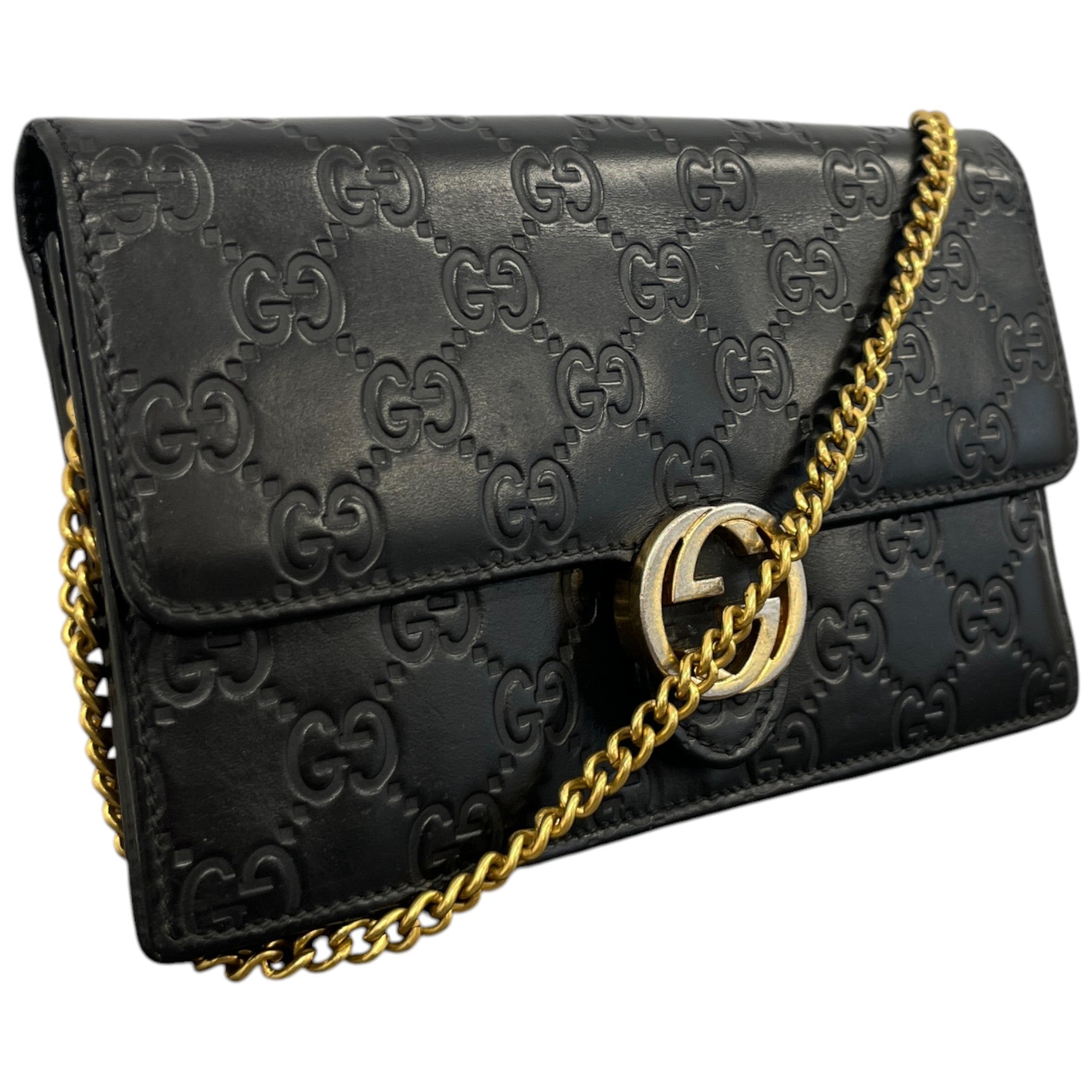Women's Interlocking Gg Woc Embossed Handbag Black