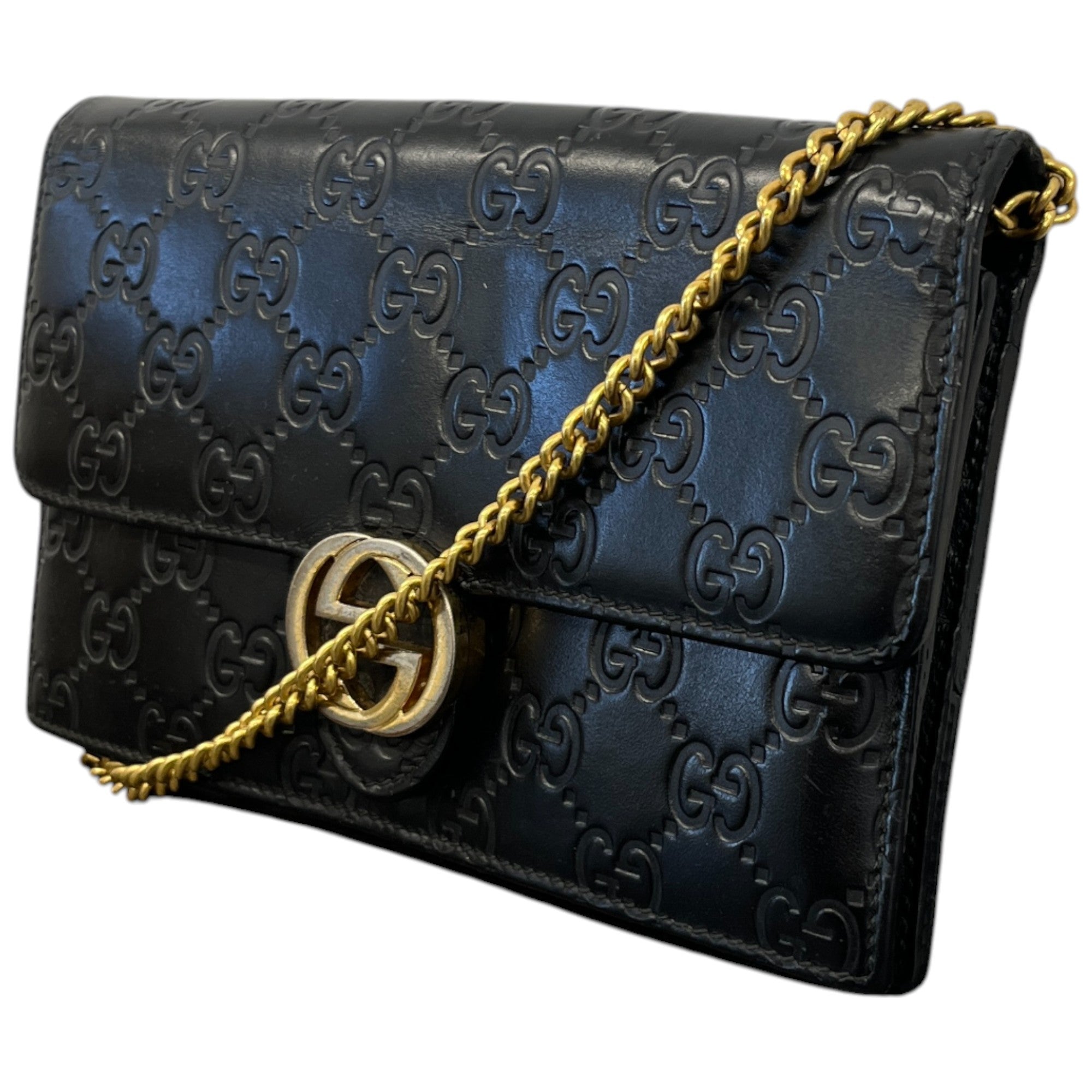 Women's Interlocking Gg Woc Embossed Handbag Black