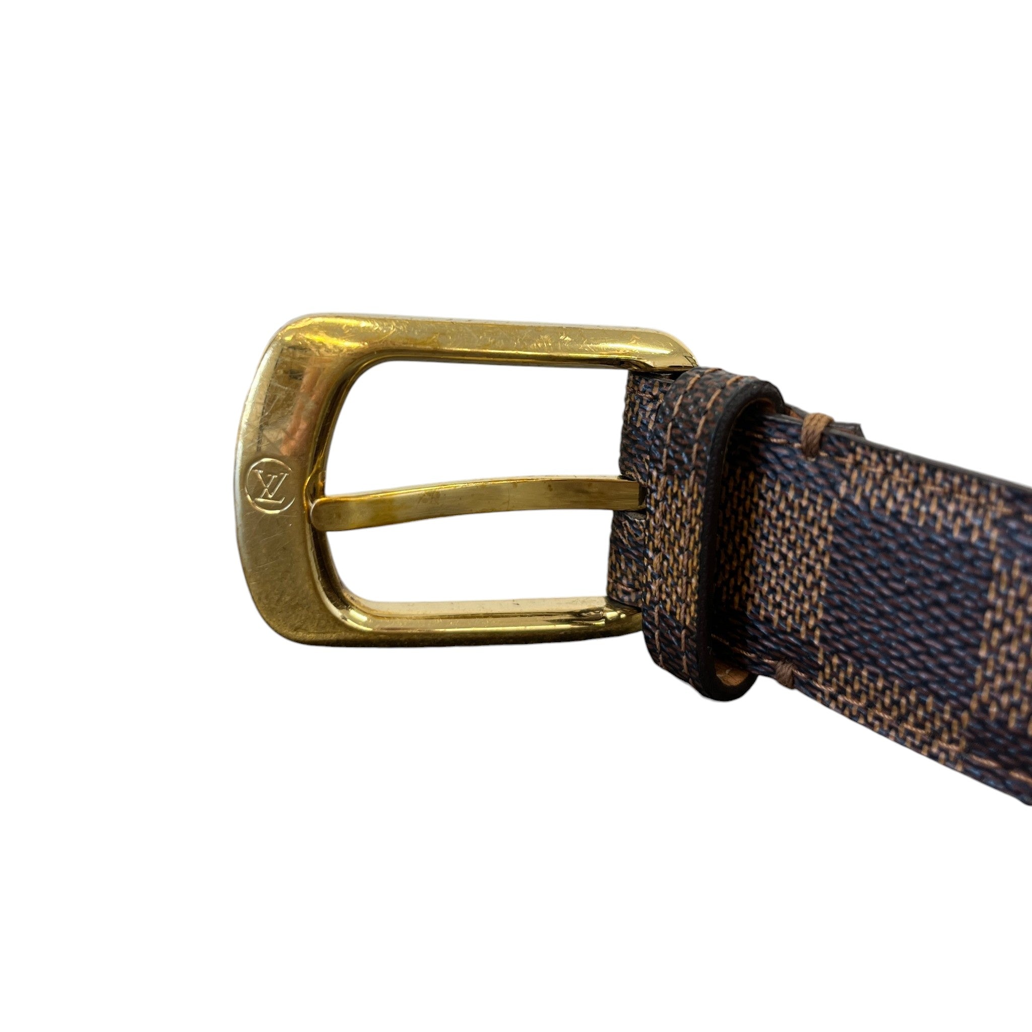 Men's Damier Ebene Belt Brown Size Waist 32"