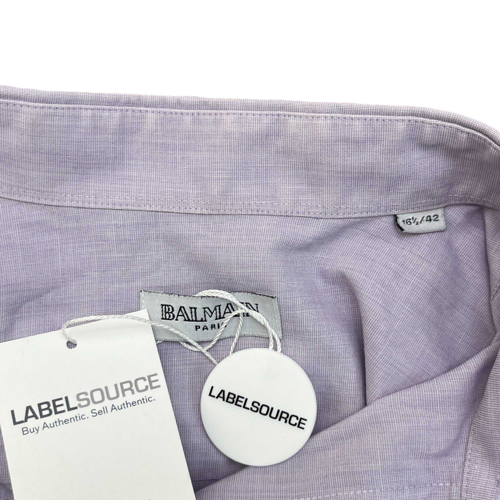 Men's Embroidered B Logo Long Sleeve Shirt Purple Size L