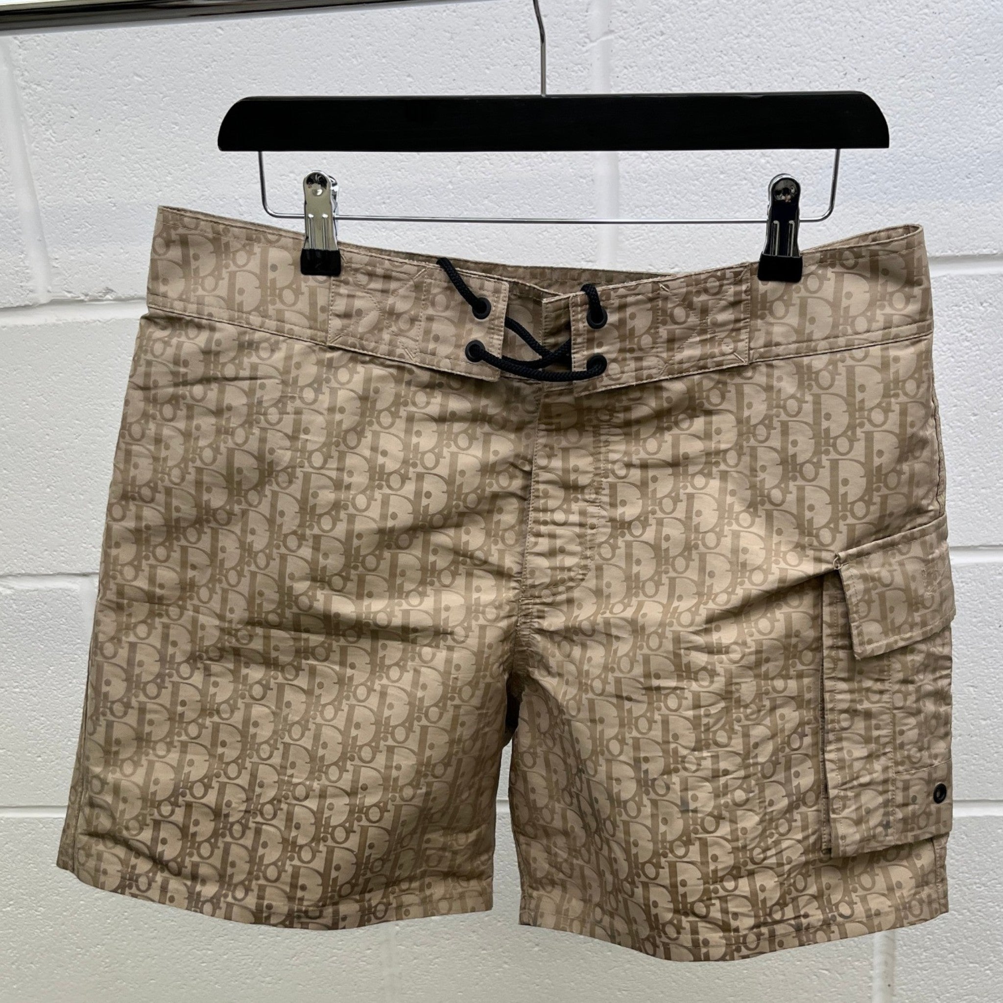 Men's Oblique Swim Shorts Beige Size M
