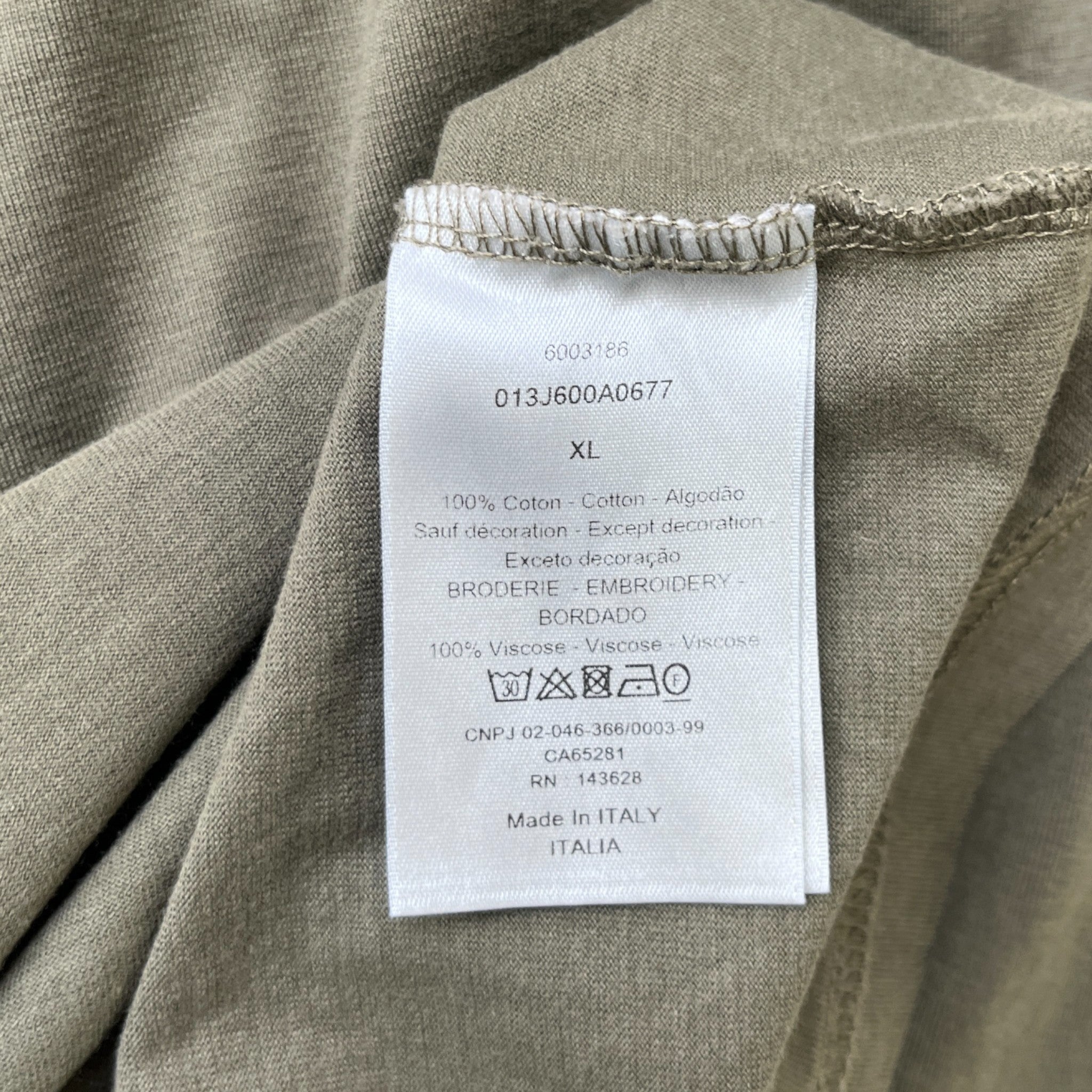 Men's Cd Embroidered Icon T-Shirt Khaki Size XL