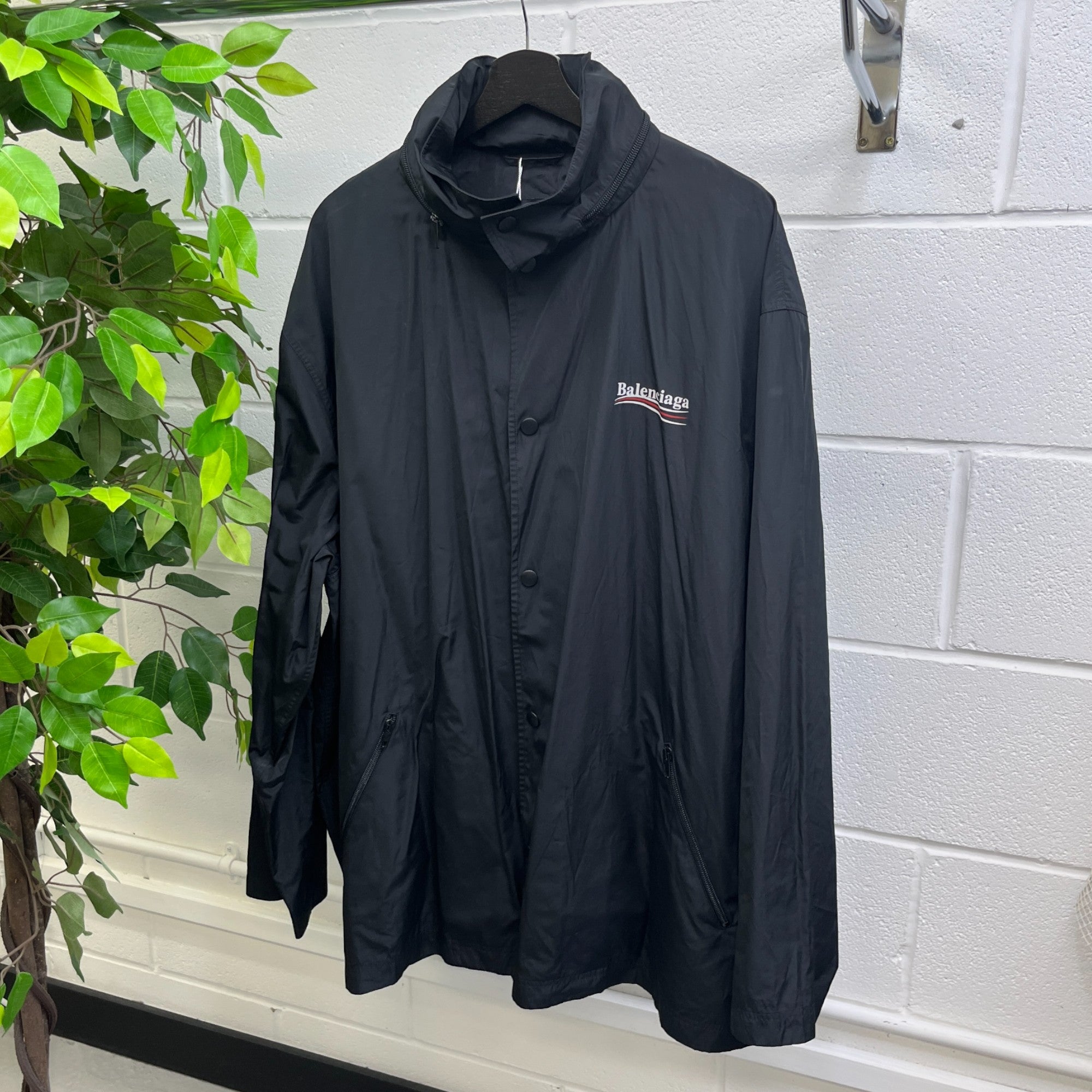 Men's Political Logo Print Windbreaker Black Size IT 50 / L
