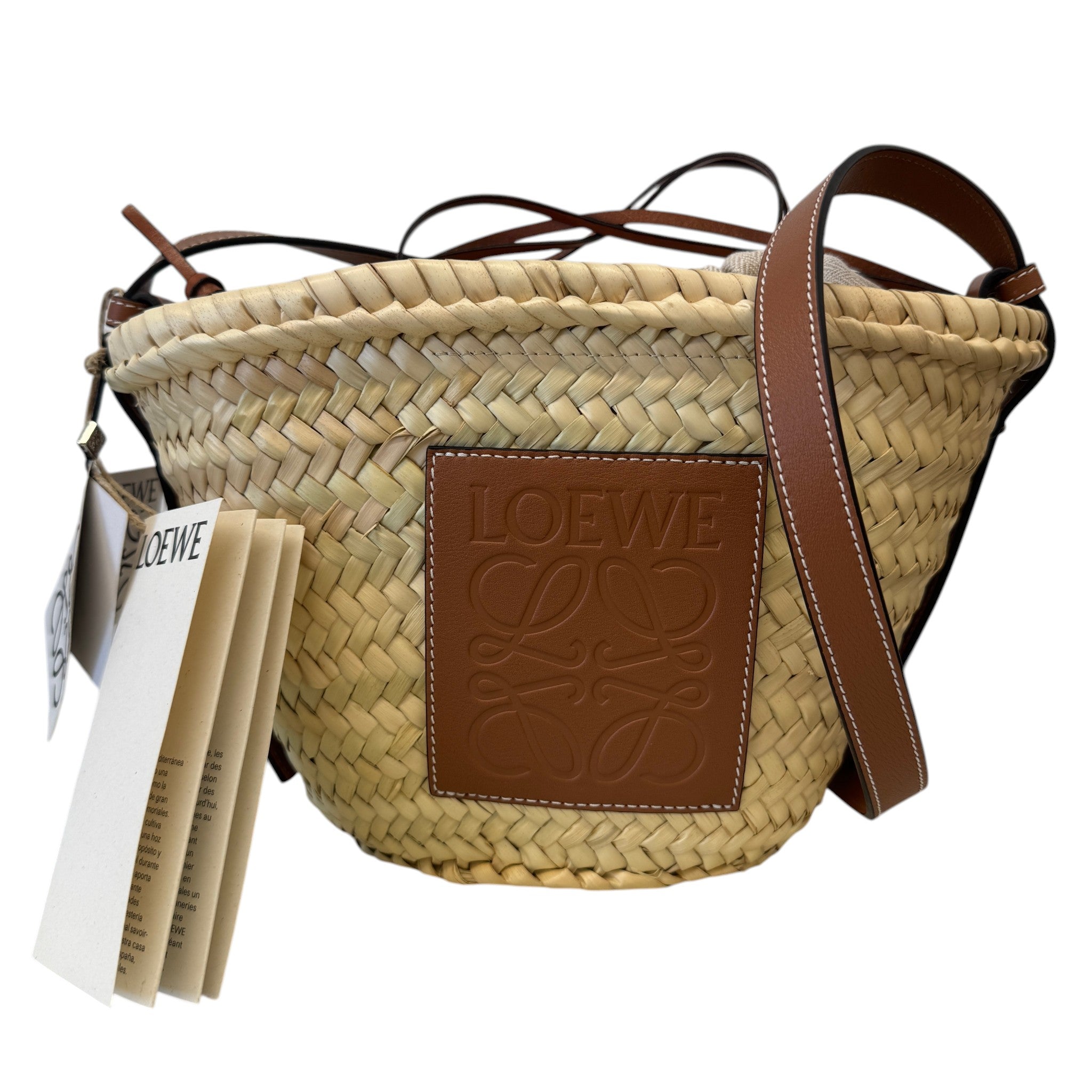 Women's Drawstring Bucket Palm Bag Brown