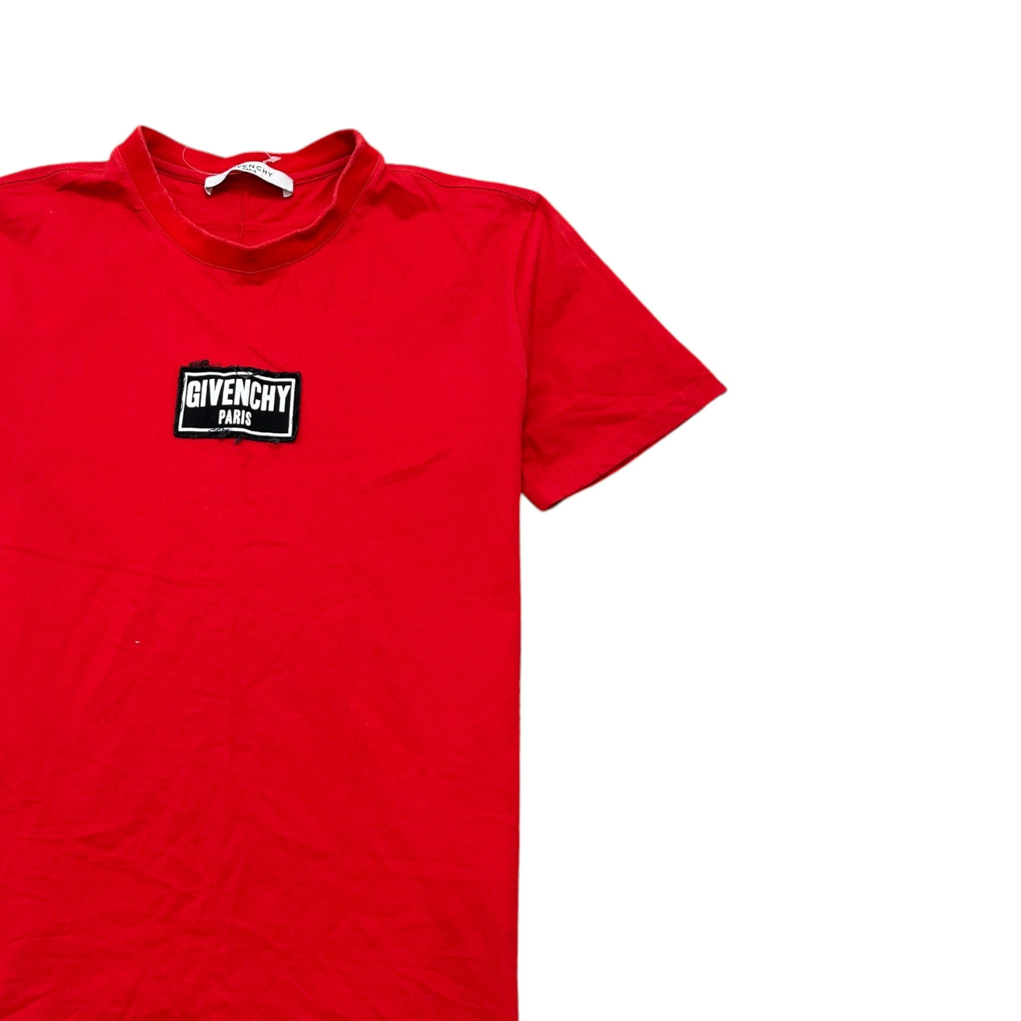 Men's Distressed Logo Patch T-Shirt Red Size S