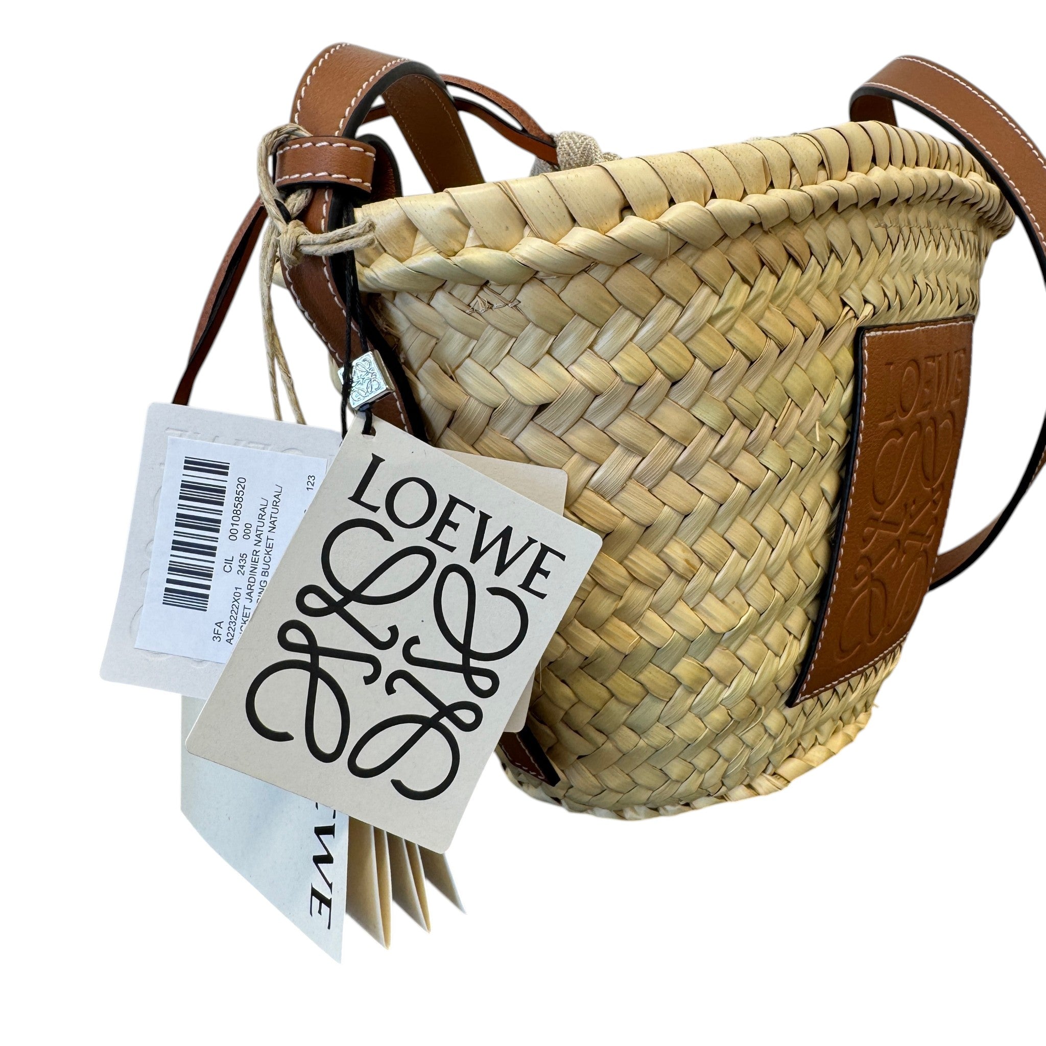 Women's Drawstring Bucket Palm Bag Brown