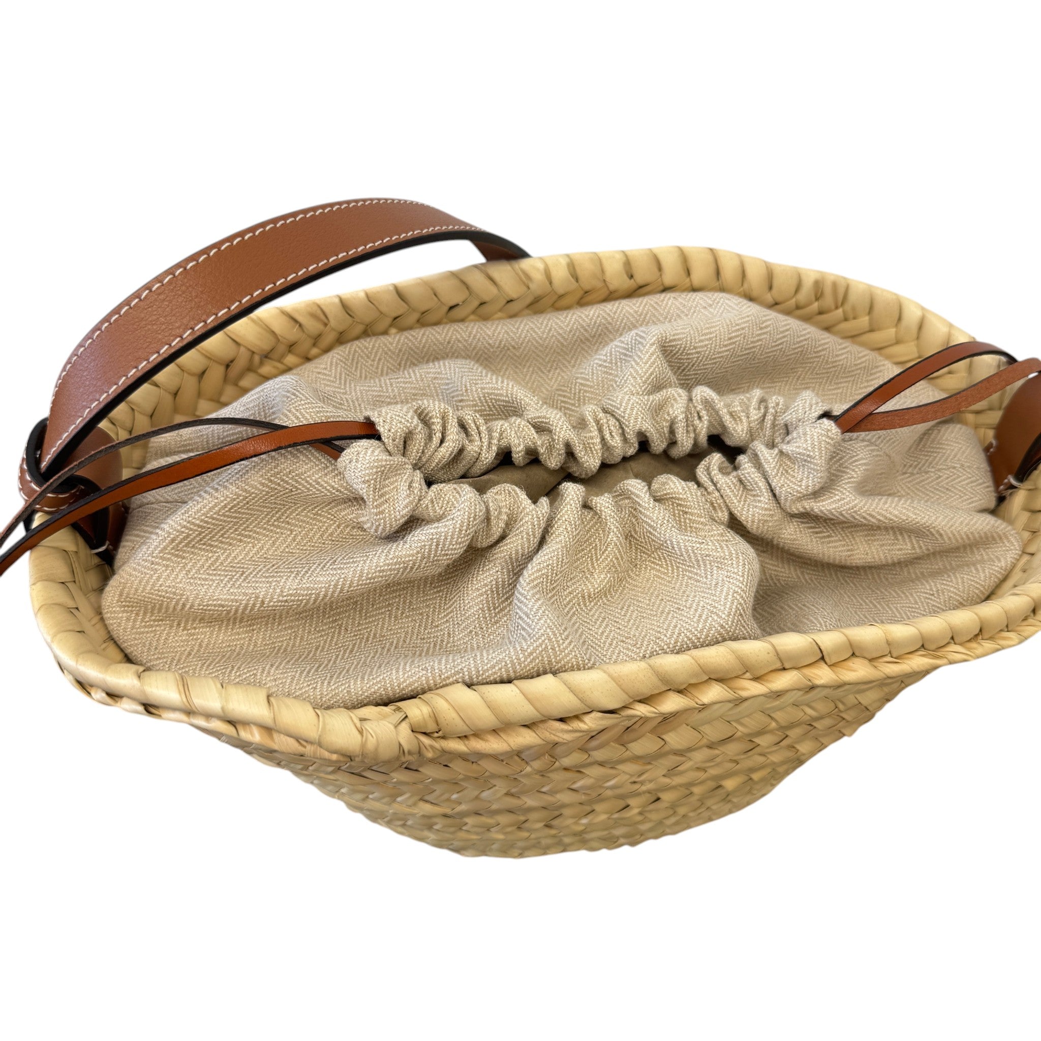 Women's Drawstring Bucket Palm Bag Brown