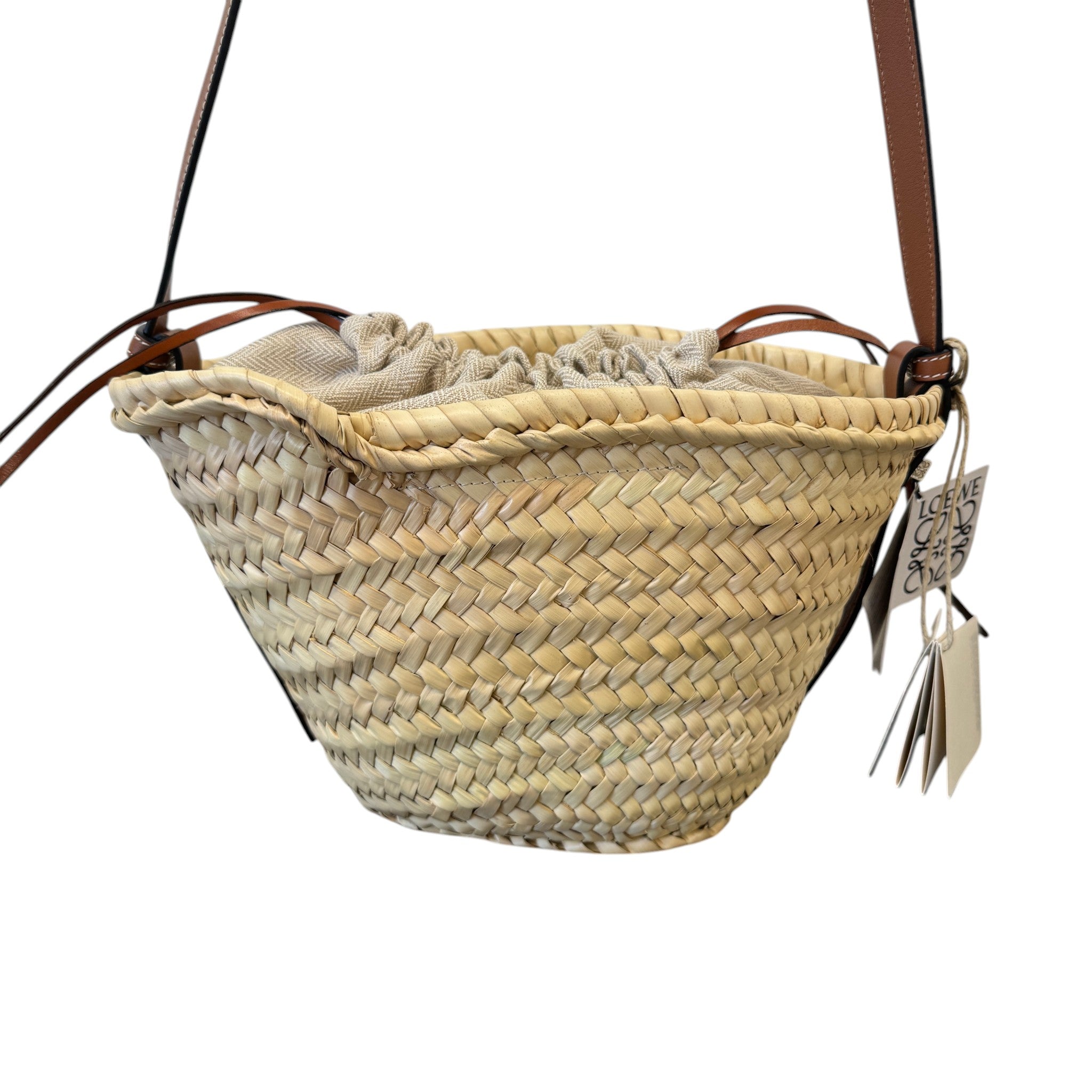 Women's Drawstring Bucket Palm Bag Brown