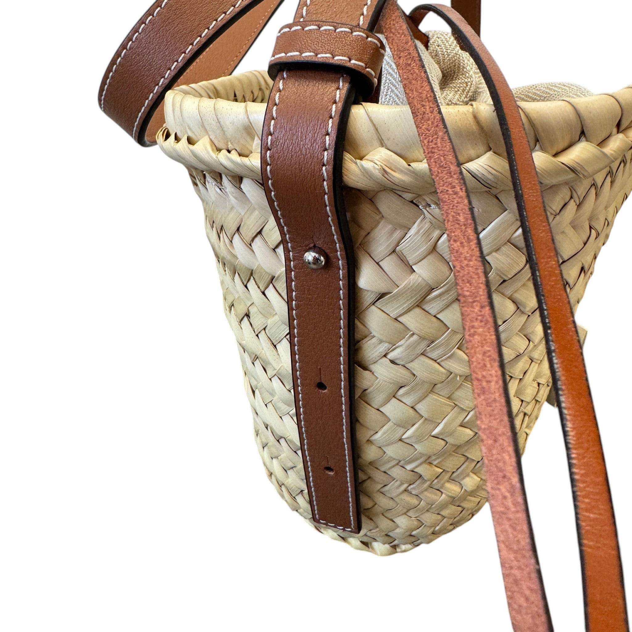 Women's Drawstring Bucket Palm Bag Brown