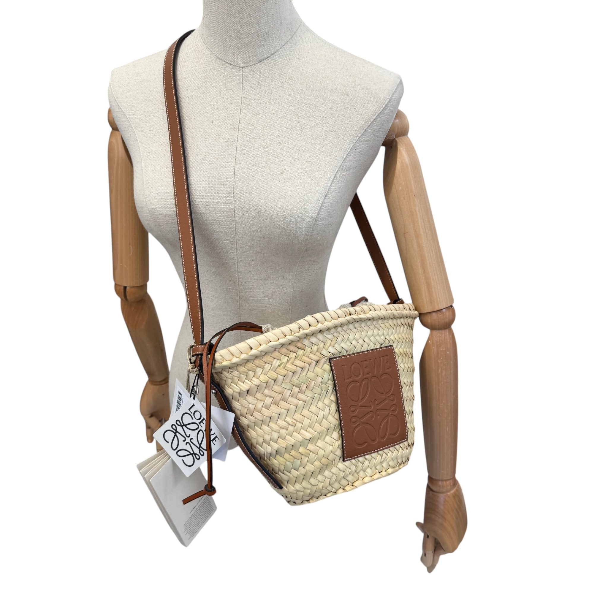 Women's Drawstring Bucket Palm Bag Brown