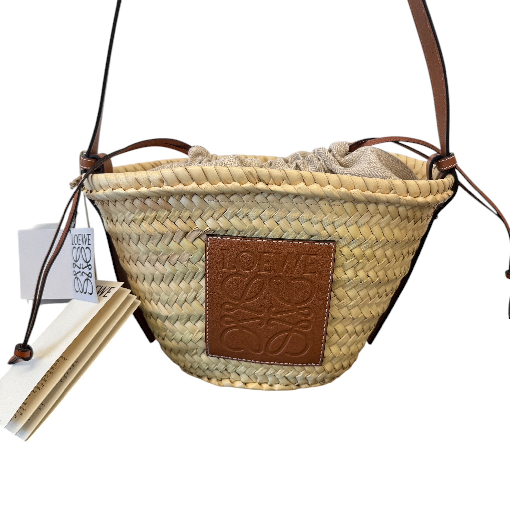 Women's Drawstring Bucket Palm Bag Brown