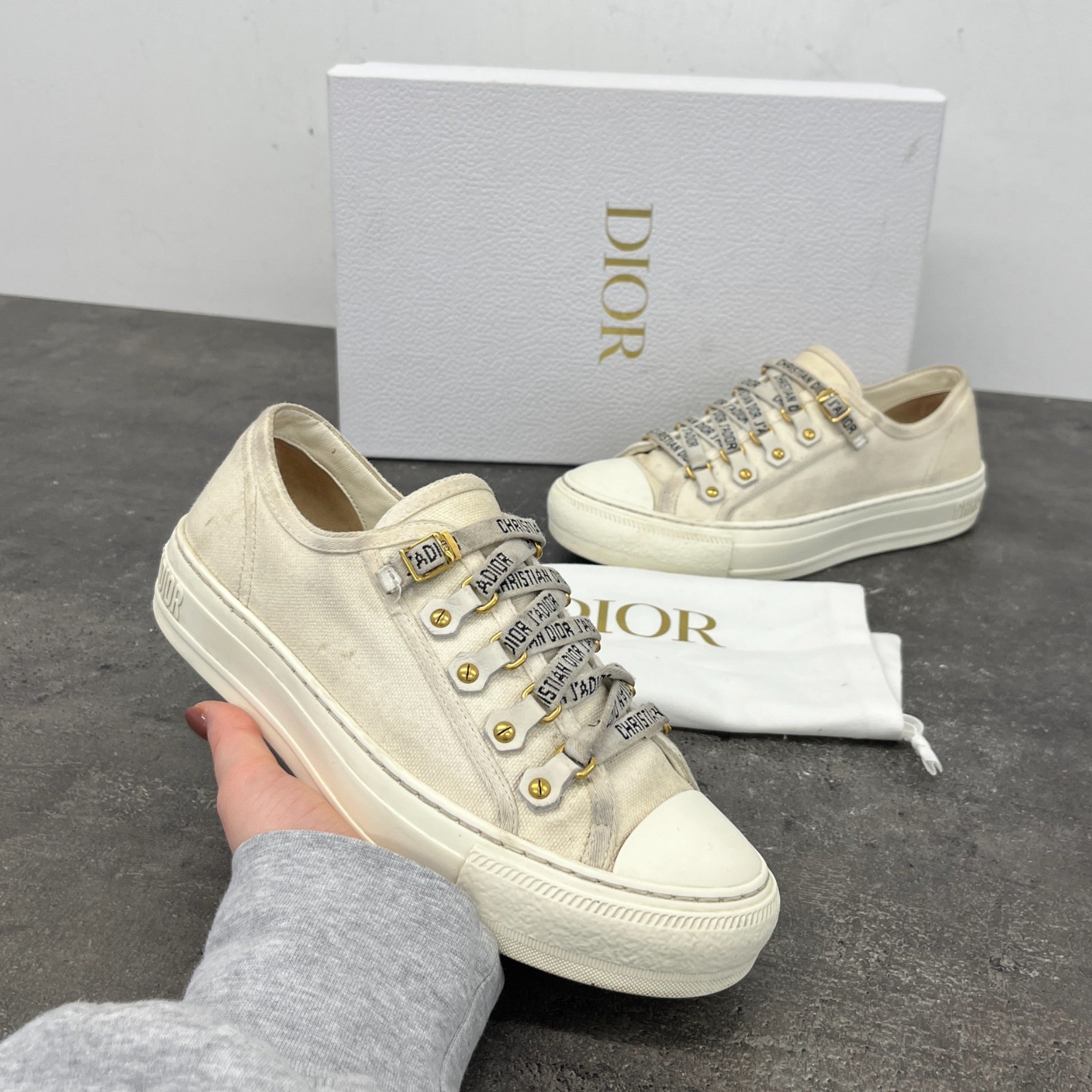 Women's Walk'N'Dior Low Trainers Cream Size EU 36.5 / UK 3.5