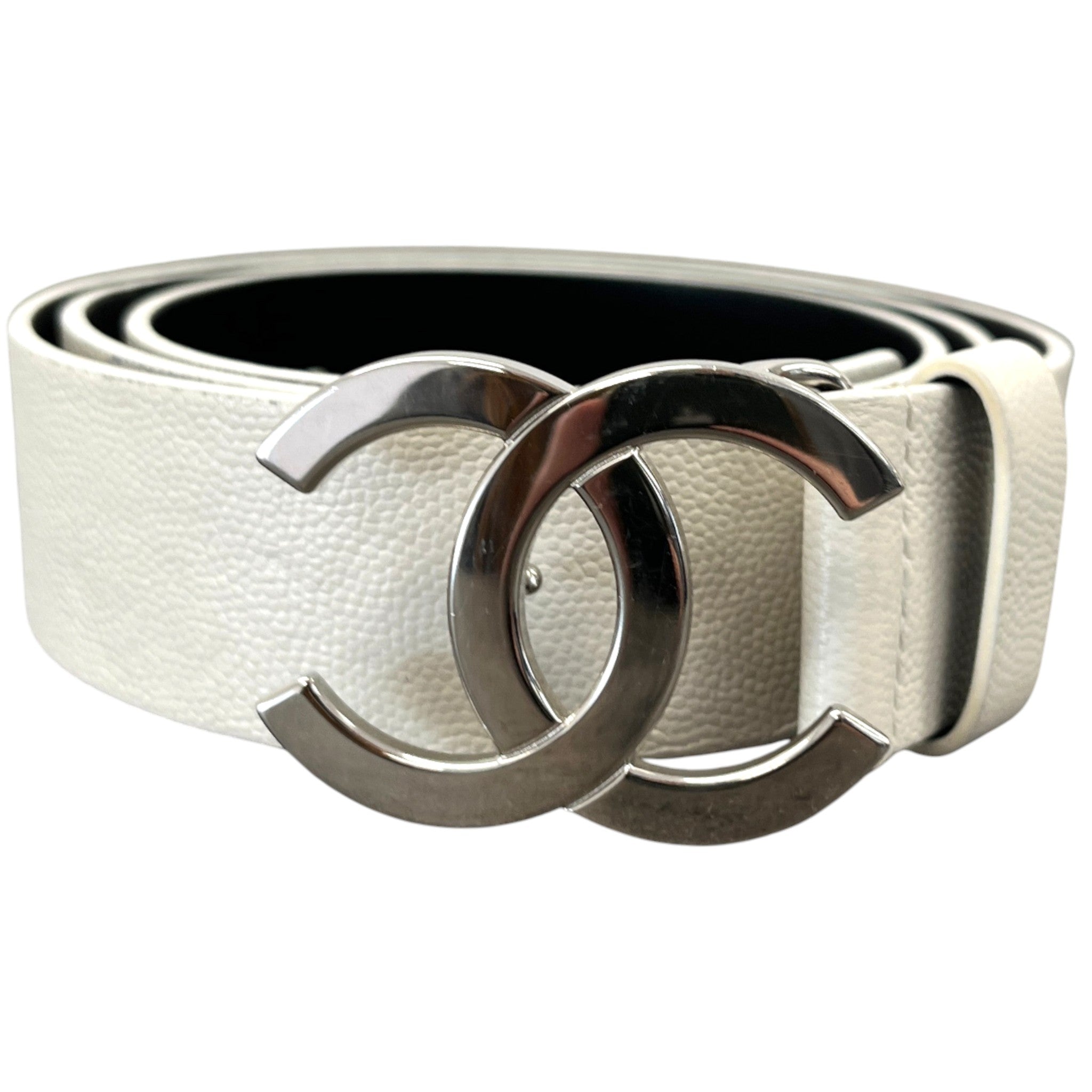 Women's Cc Logo Belt White Size Waist 36"