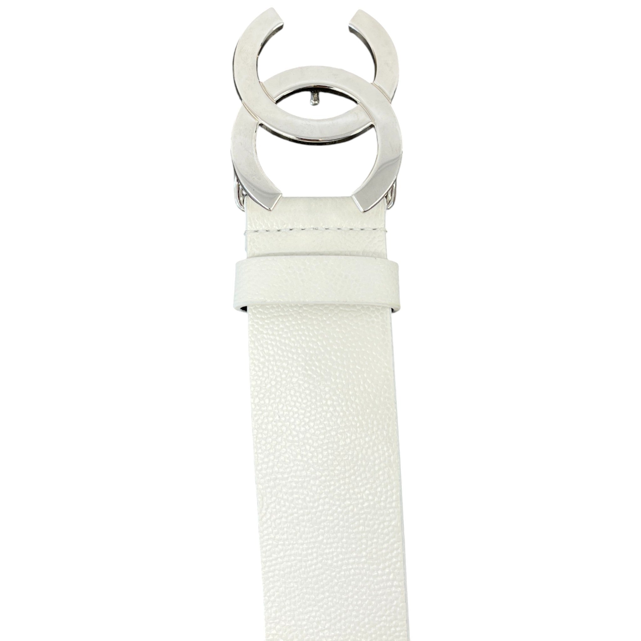 Women's Cc Logo Belt White Size Waist 36"