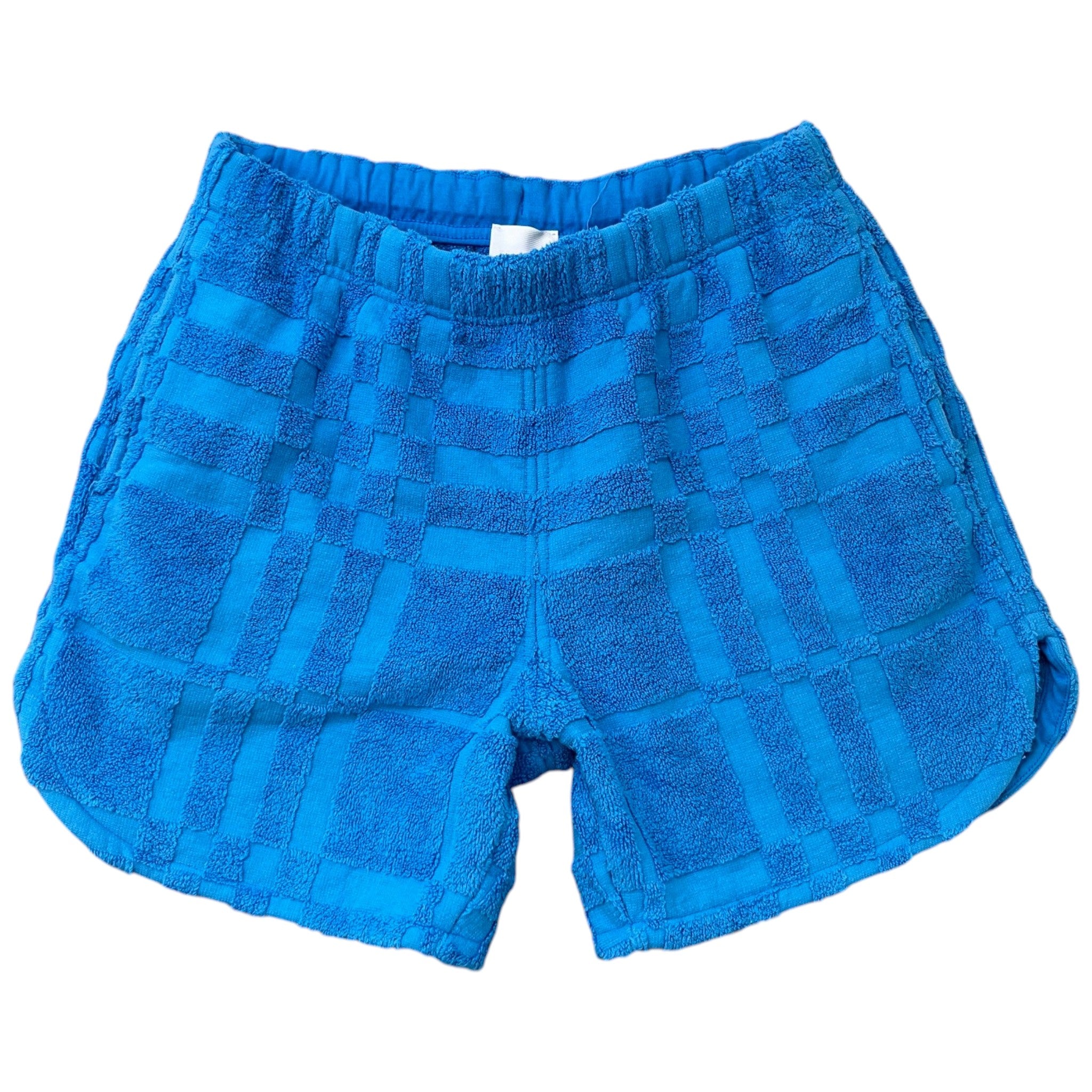 Men's Towelling Check Shorts Blue Size XS