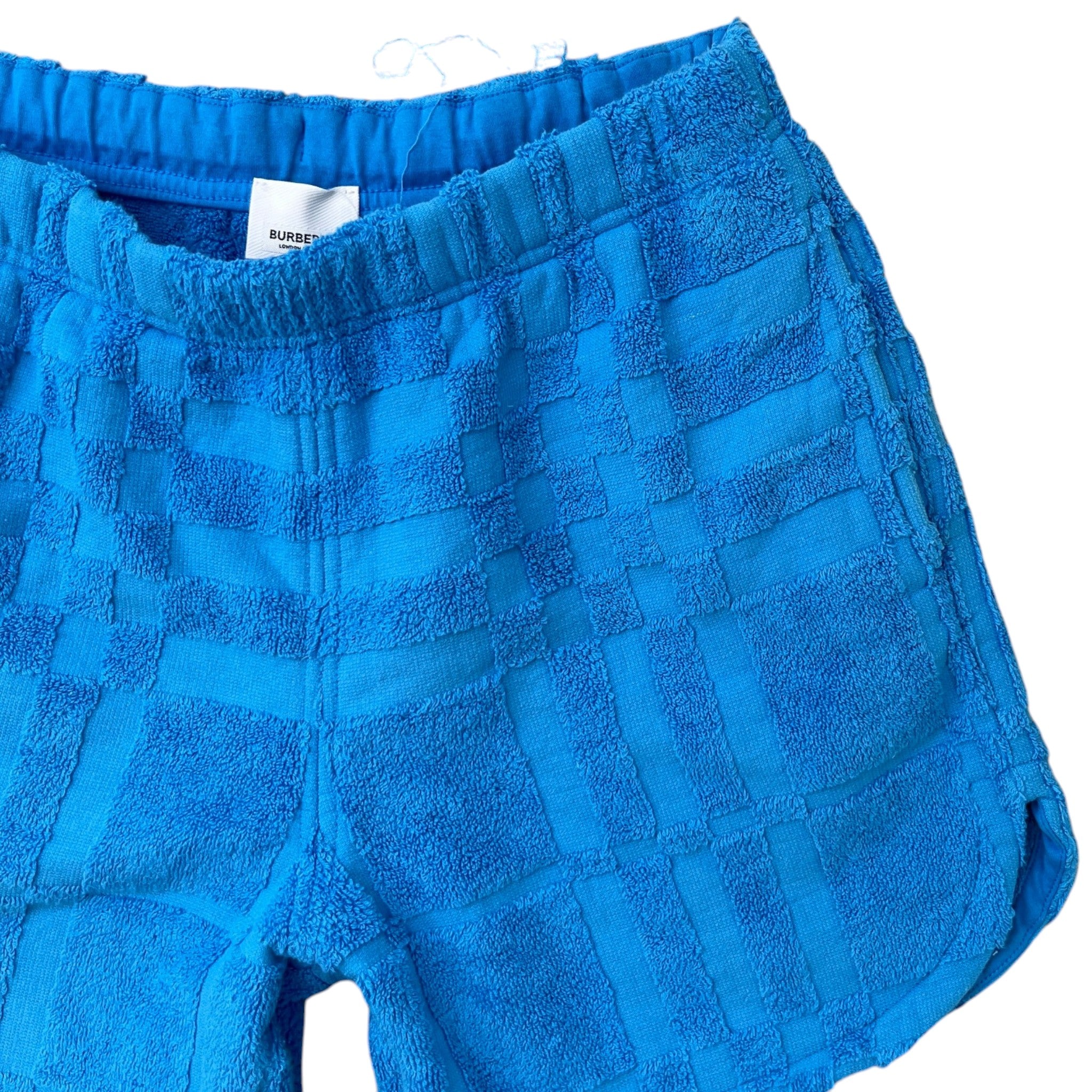 Men's Towelling Check Shorts Blue Size XS
