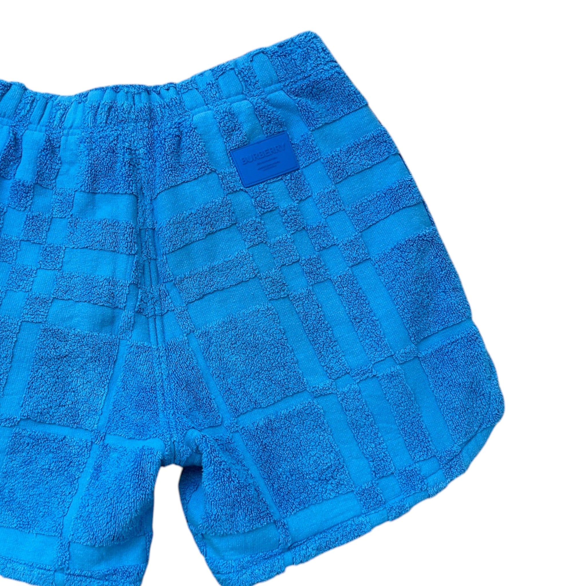 Men's Towelling Check Shorts Blue Size XS