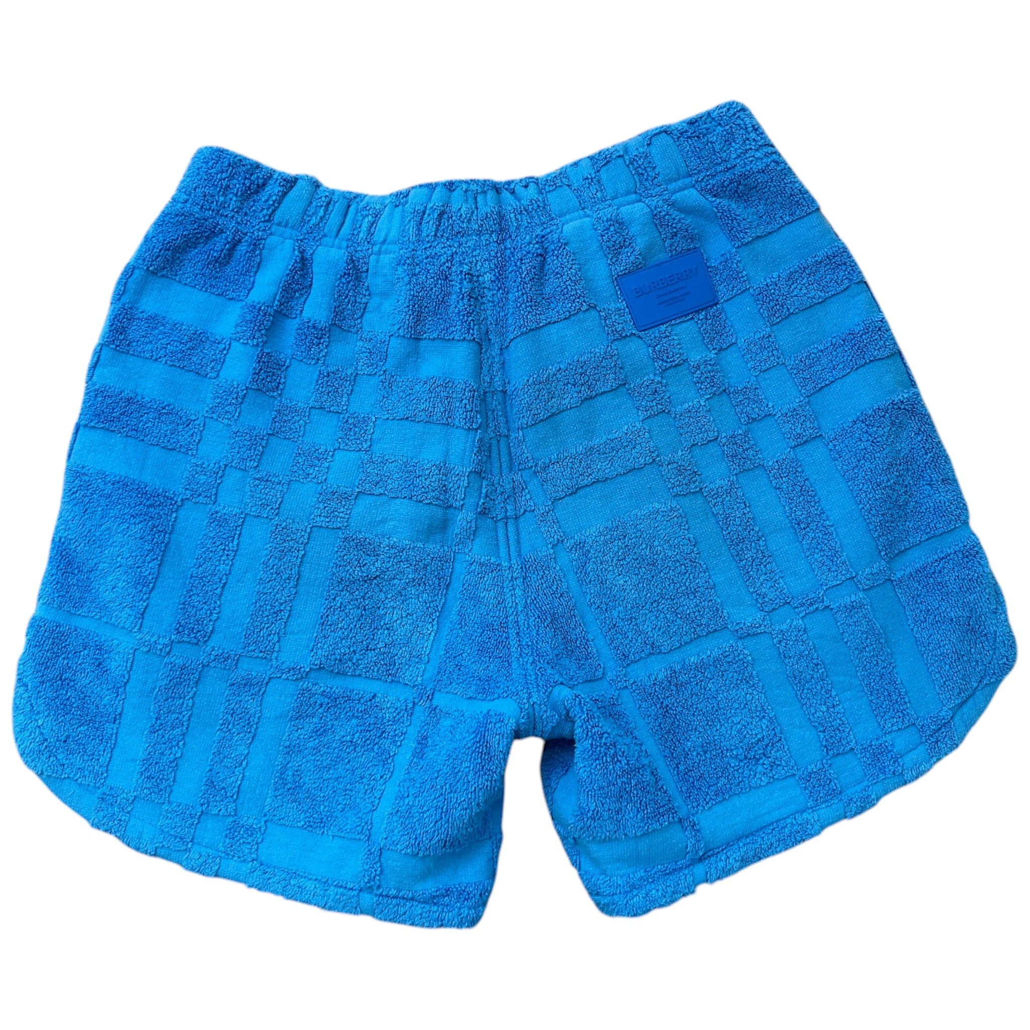 Men's Towelling Check Shorts Blue Size XS