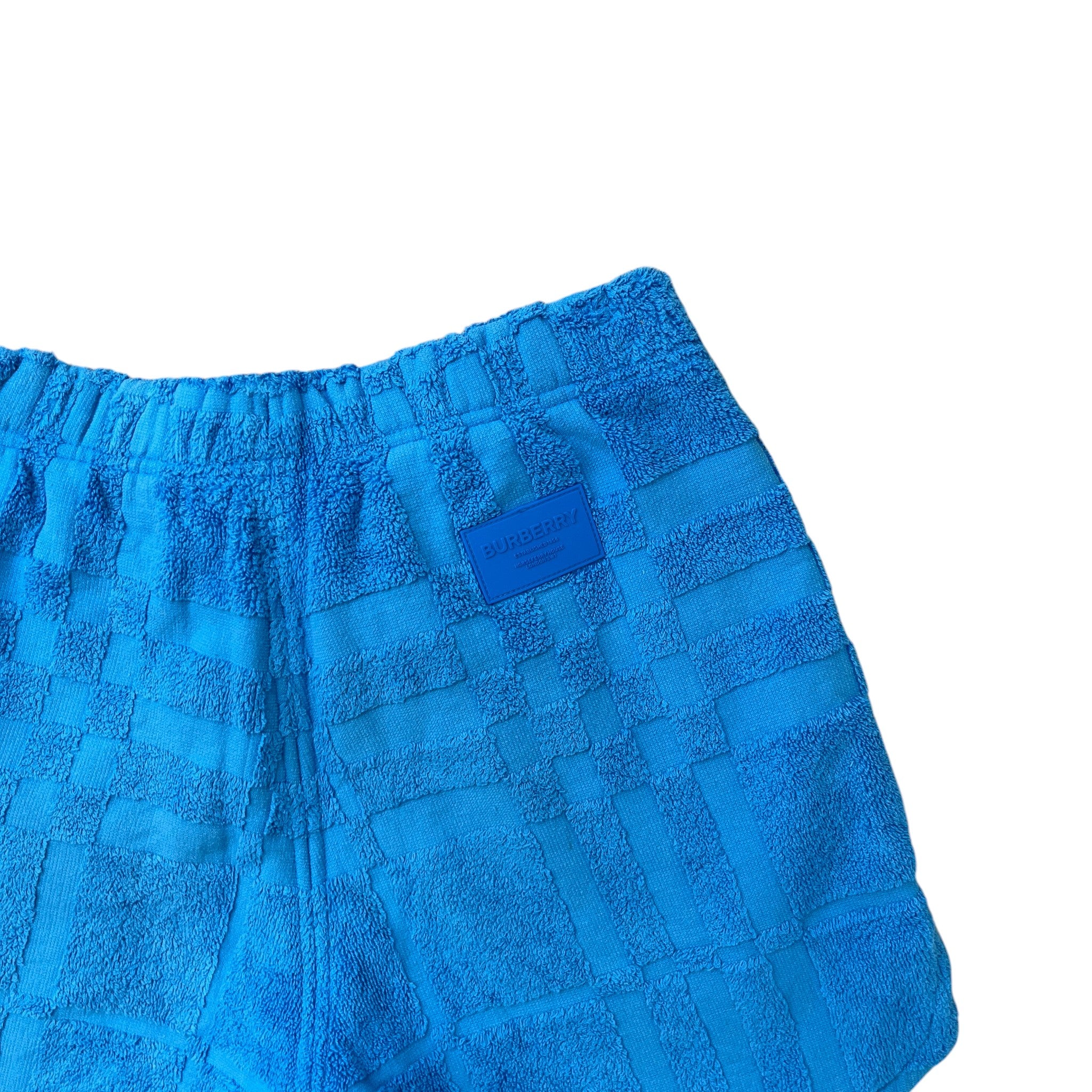 Men's Towelling Check Shorts Blue Size XS